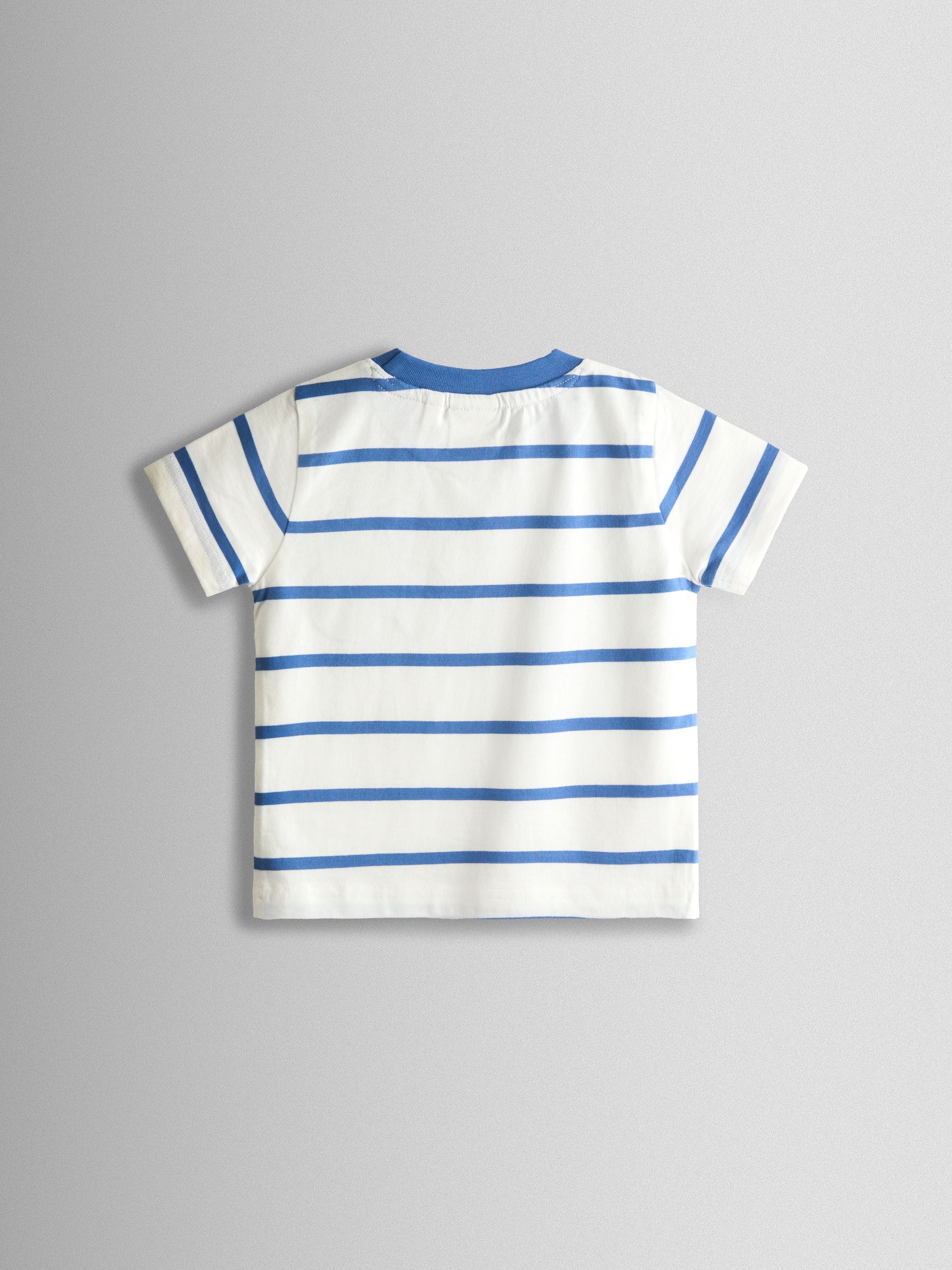White & Blue Tractor Pocket Appliqué T-Shirt - Image 2 of 3