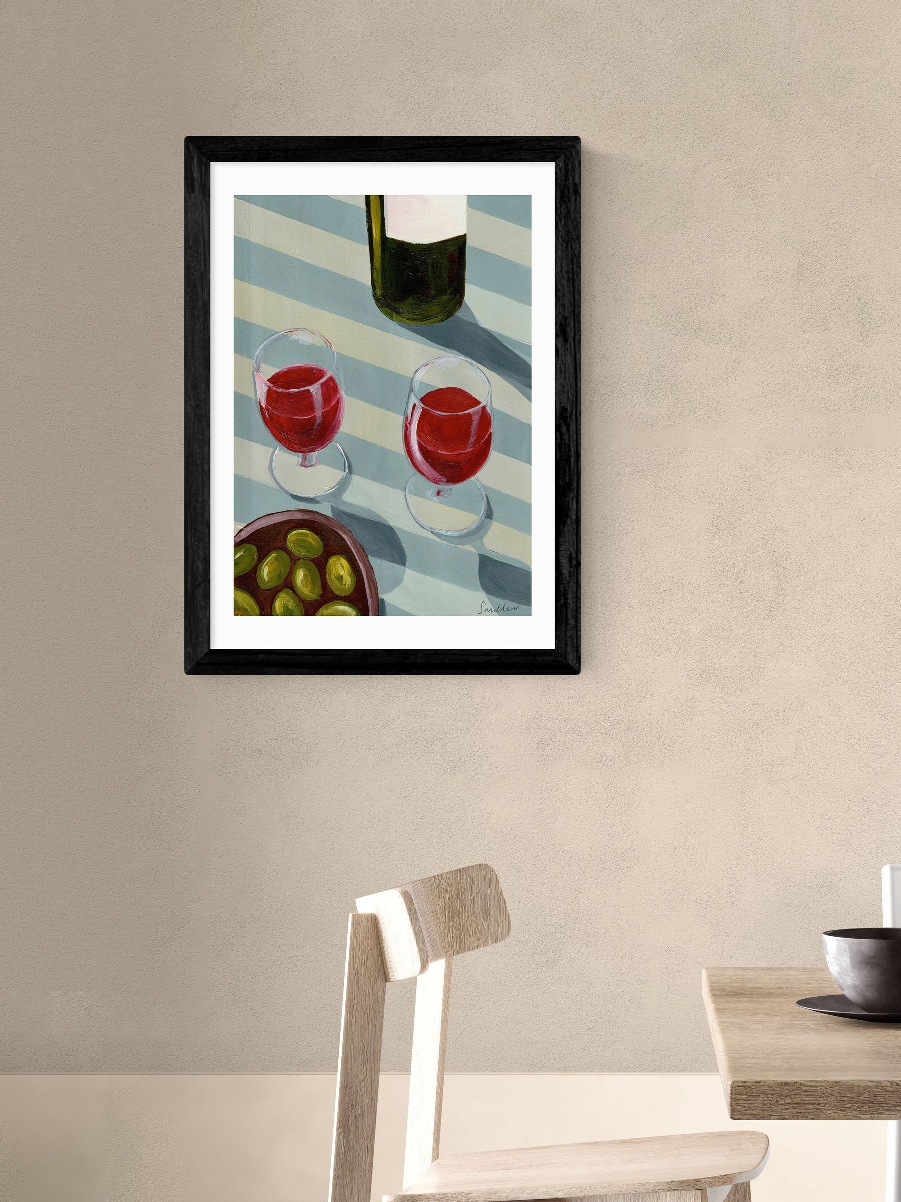 Black Blue Wine Time Wall Art Print by Susie Miller - Image 1 of 3