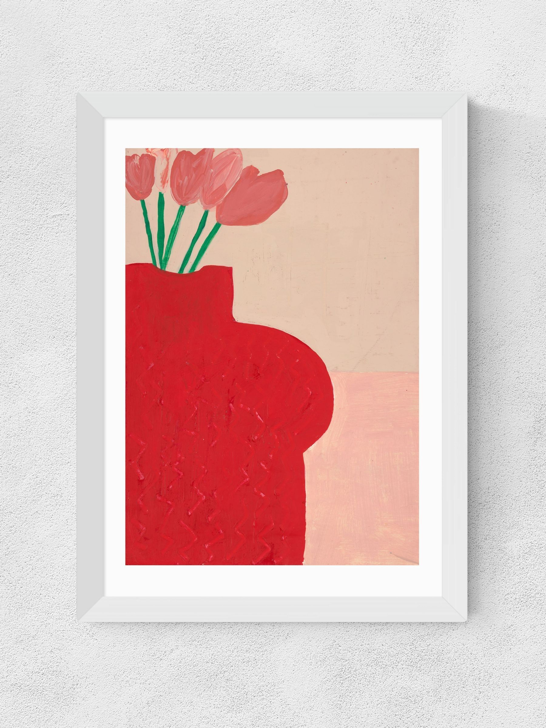 White Red Bust Vase Wall Art Print by Lucy Muss - Image 2 of 3 White Red Bust Vase Wall Art Print by Lucy Muss - Image 2 of 3