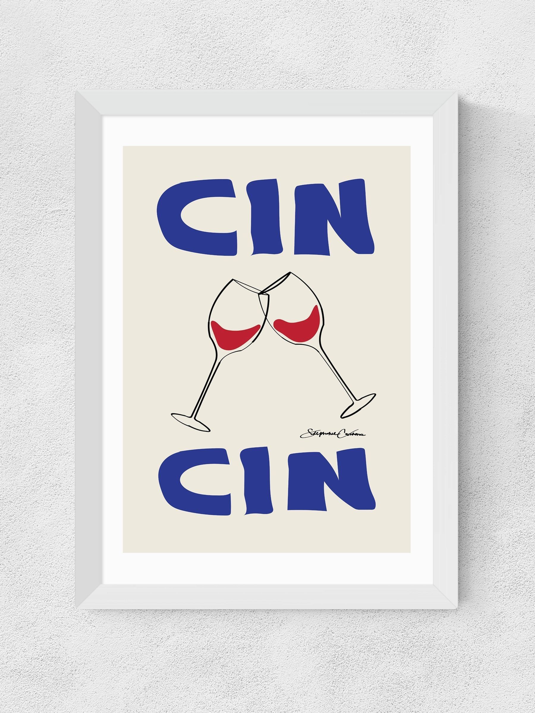 White Cin Cin Wall Art Print by Stephie Cardona - Image 2 of 3 White Cin Cin Wall Art Print by Stephie Cardona - Image 2 of 3