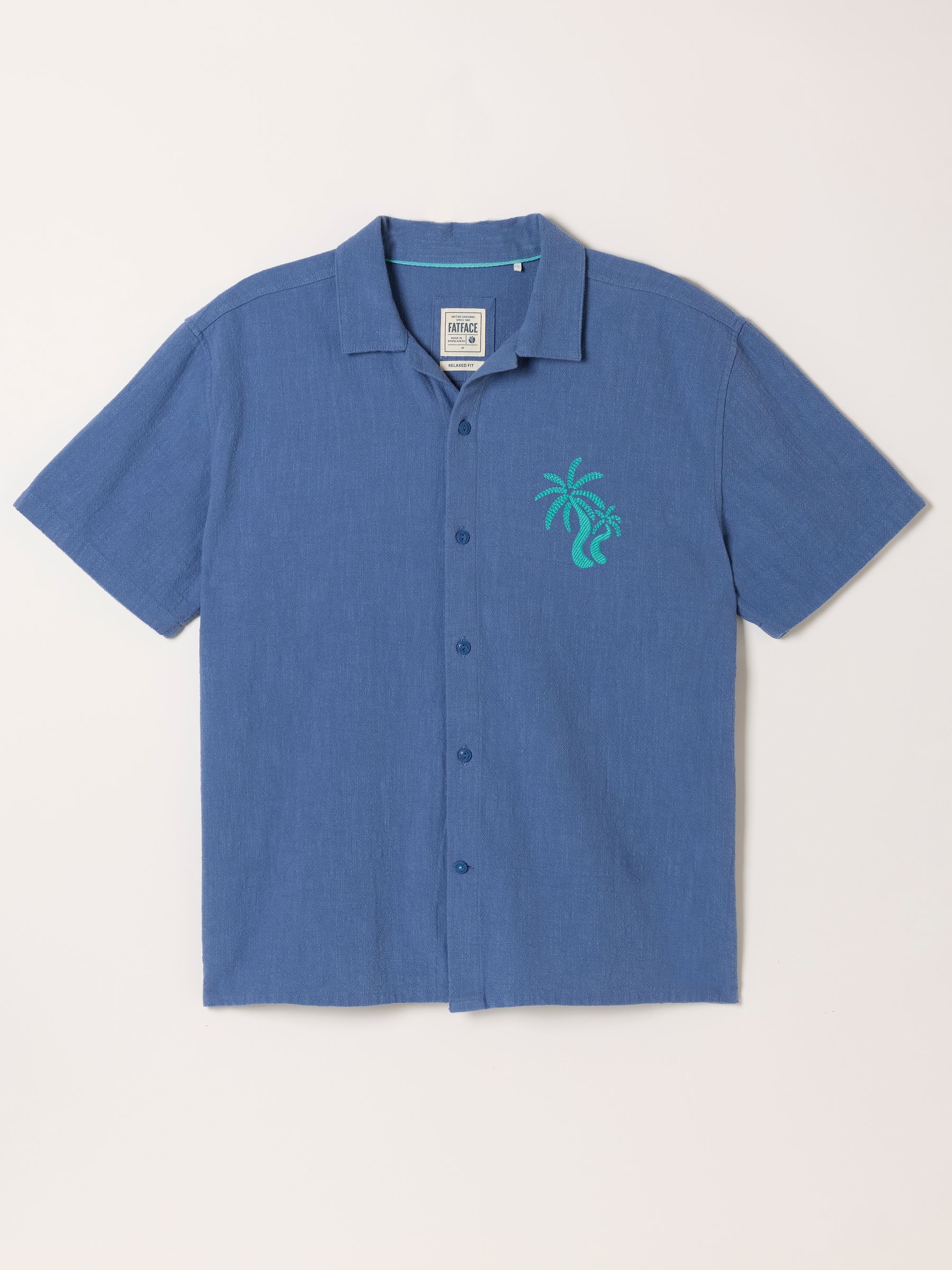 Blue Short Sleeve Relaxed Fit Graphic Placement Embroidery Shirt - Image 5 of 5