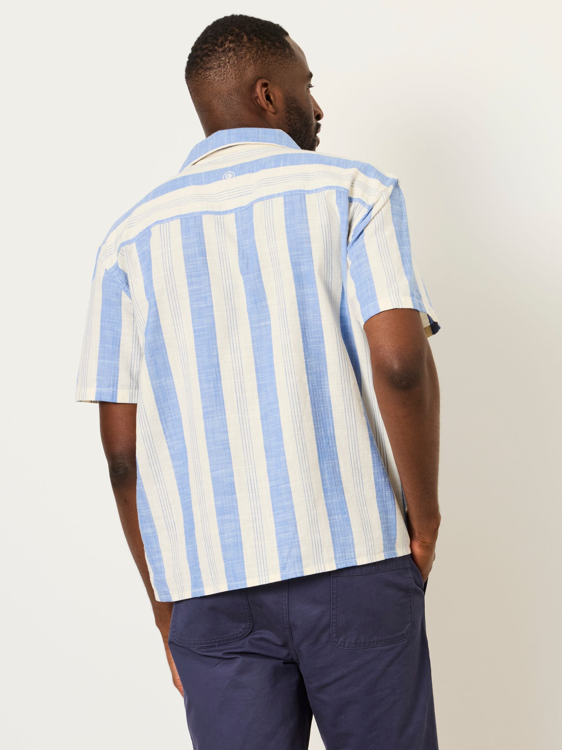 Blue Short Sleeve Relaxed Fit Cove Wide Stripe Shirt - Image 2 of 7