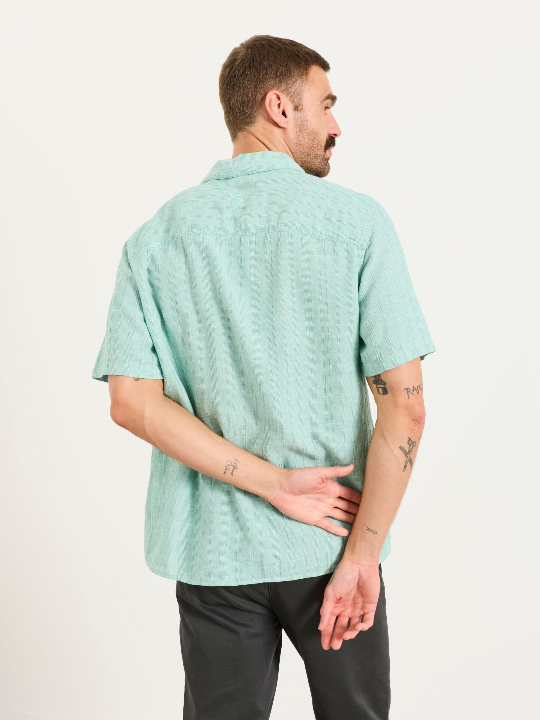 Bugle Light Teal Bold Stripe Short Sleeve Shirt - Image 2 of 5