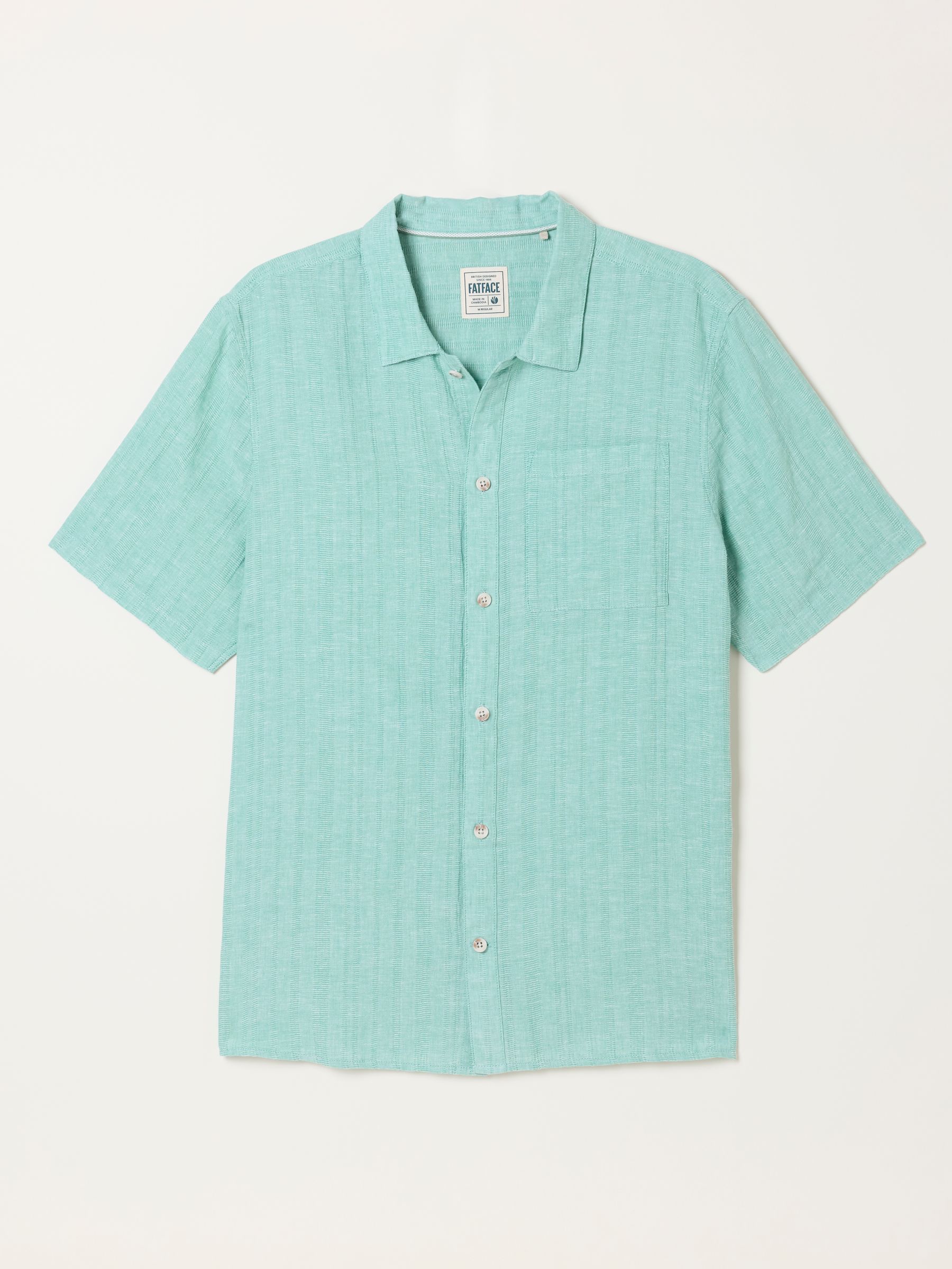 Bugle Light Teal Bold Stripe Short Sleeve Shirt | FatFace USA