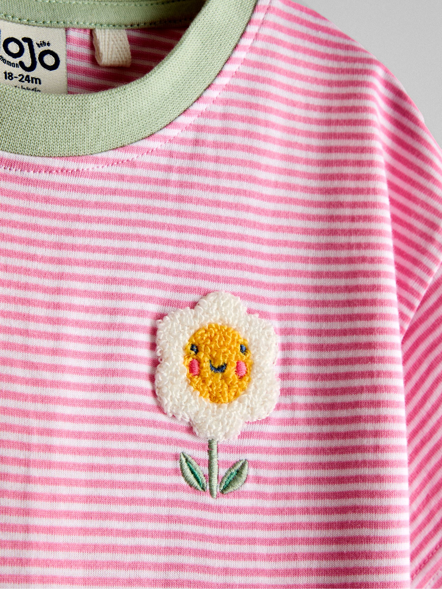 Pink Daisy Striped Relaxed T-shirt - Image 3 of 3