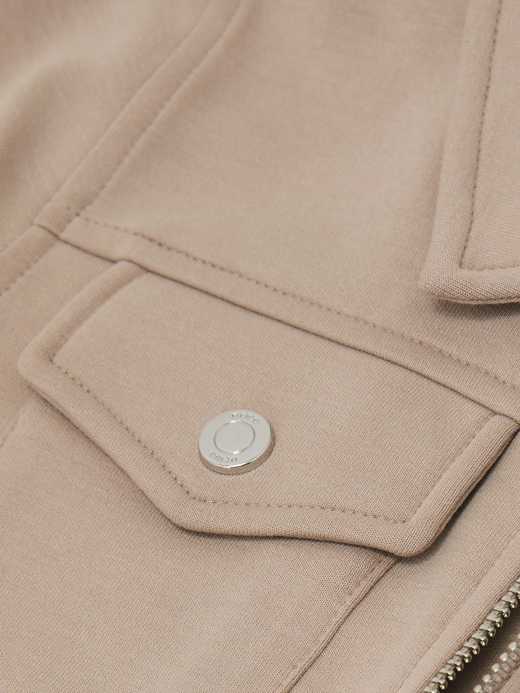Premium Interlock Zip-Through Overshirt in Stone - Image 1 of 3