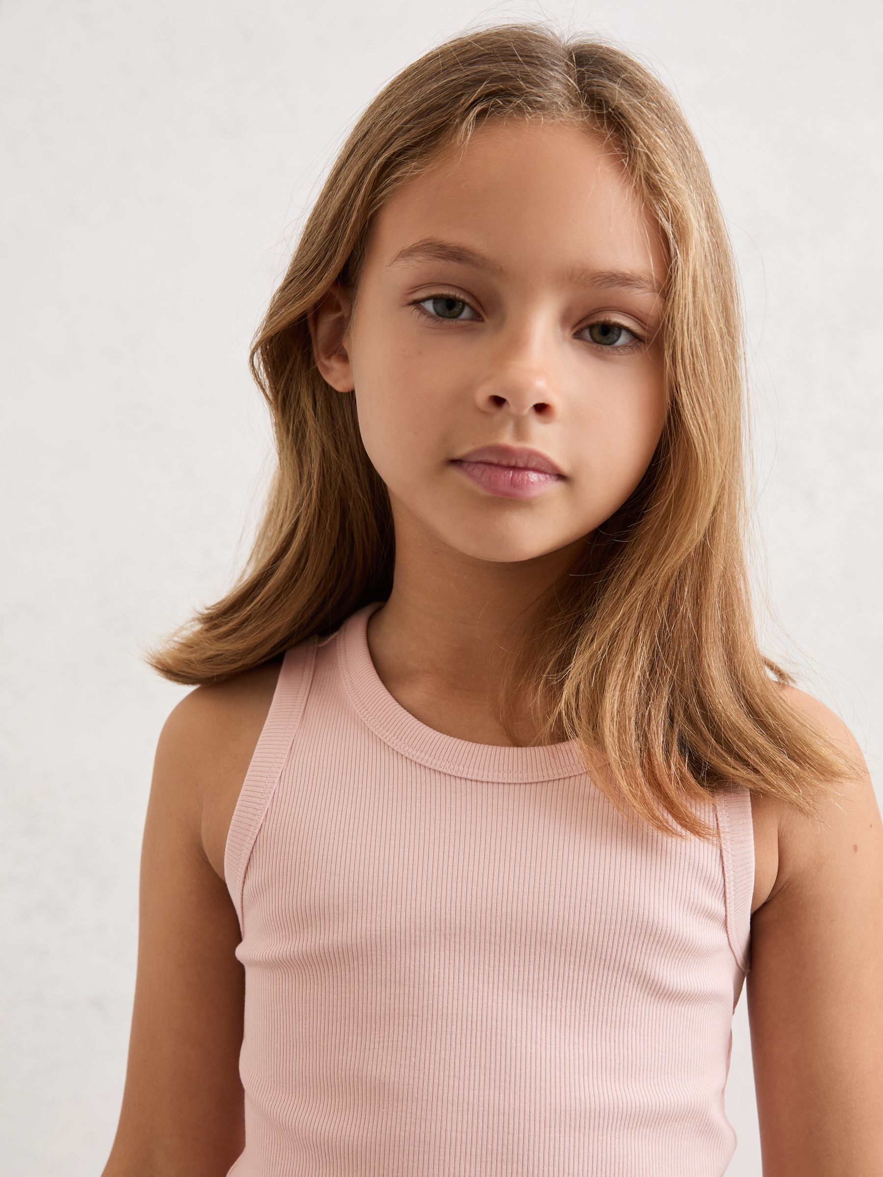 9-13 yrs Stretch-Cotton Ribbed Vests in White/Pink/Navy - Image 4 of 6