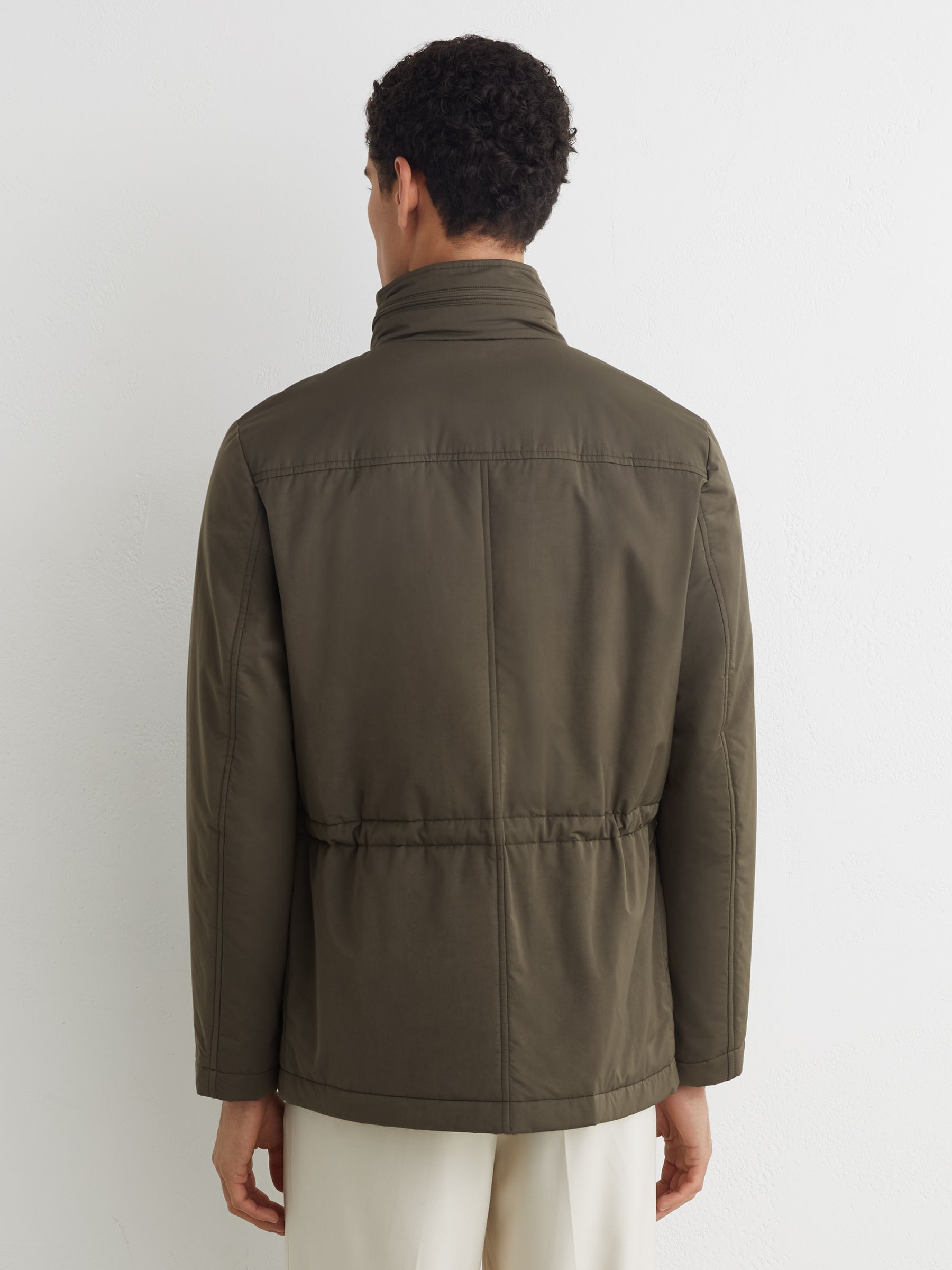 Cotton-Blend Padded Four-Pocket Jacket in Khaki Green - image 4