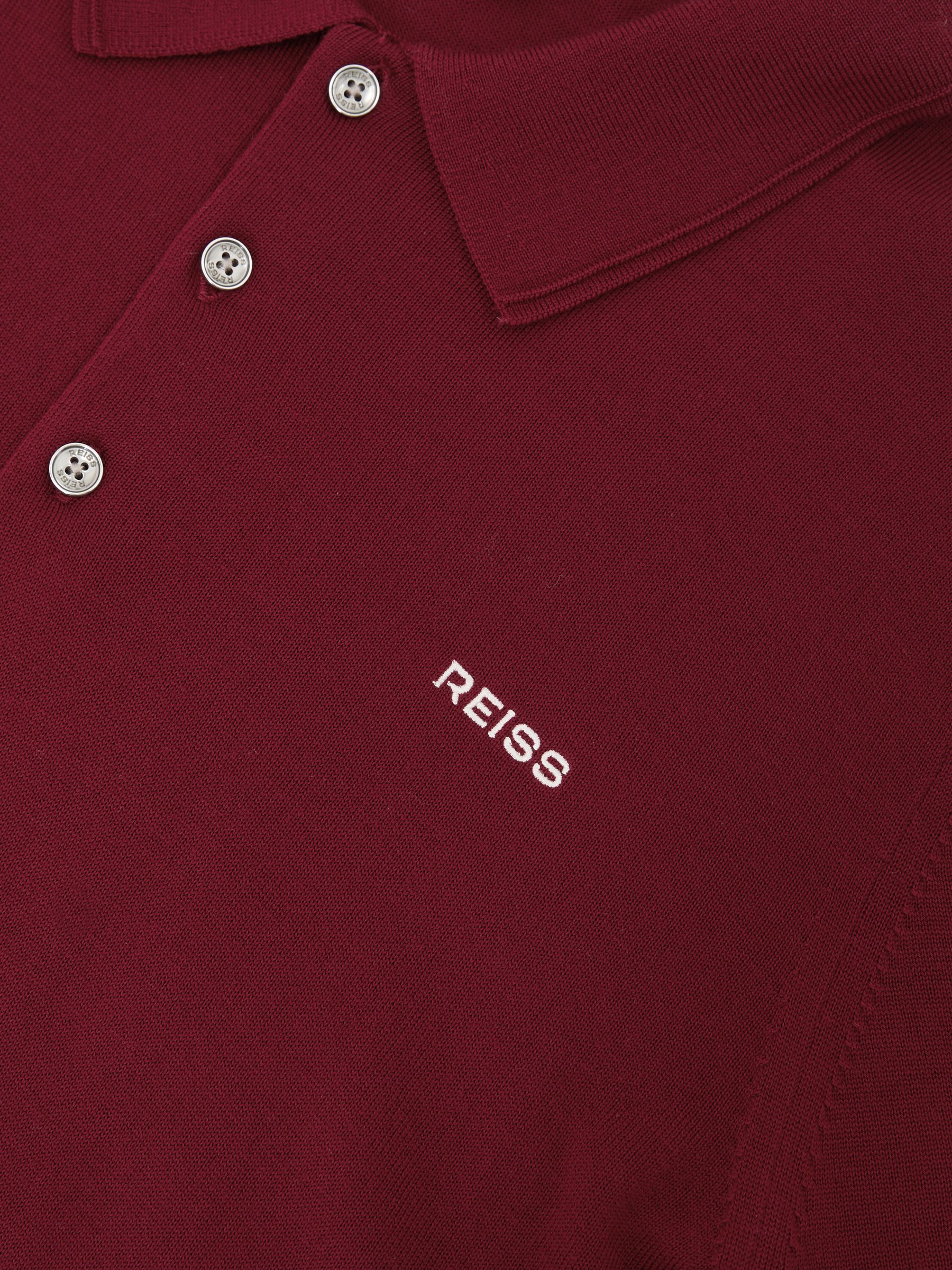 Merino Wool Logo Polo Shirt in Red - Image 6 of 6