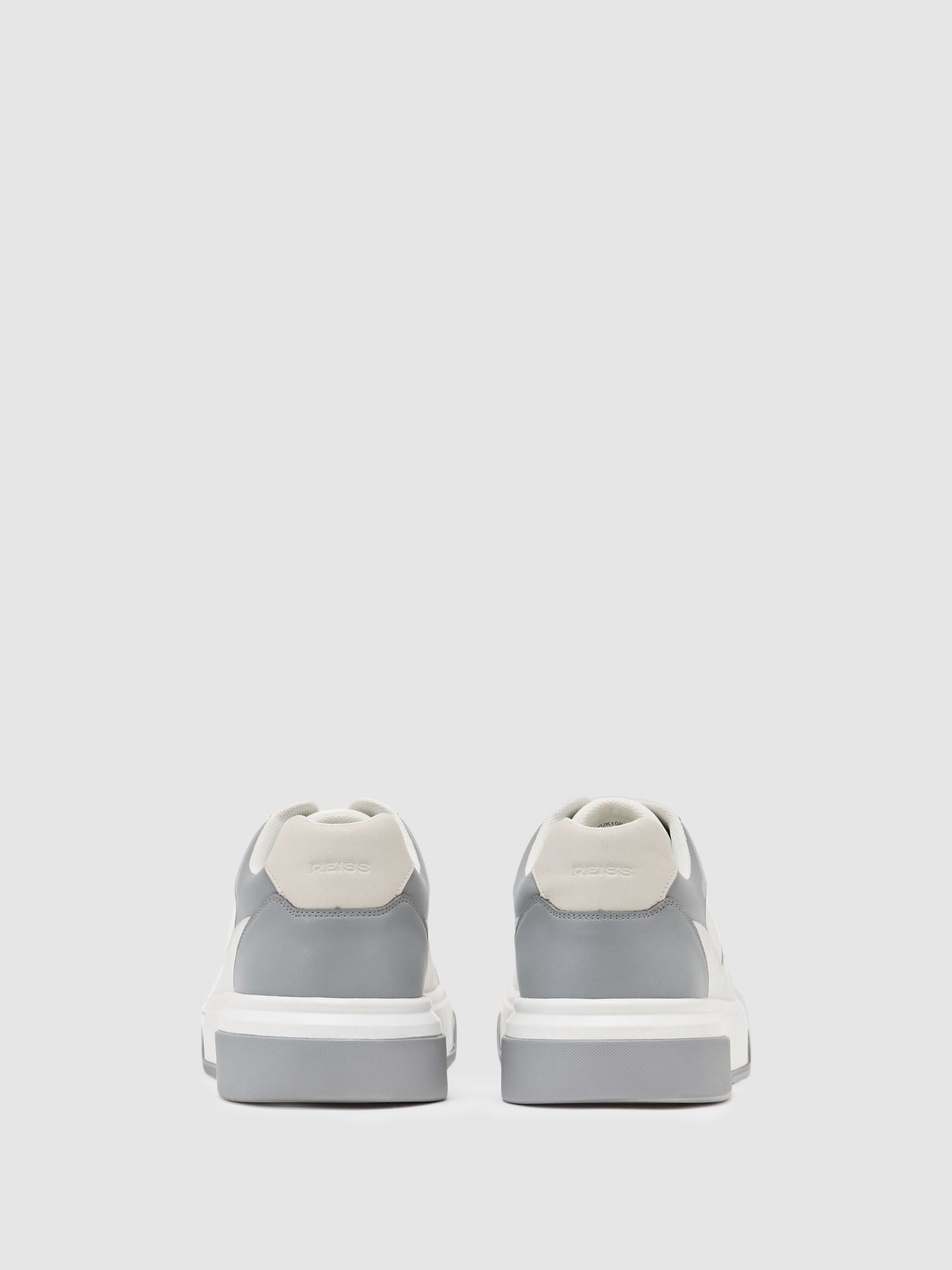 Bonded-Leather Chunky Sole Trainers in Dusty Blue/White - image 3