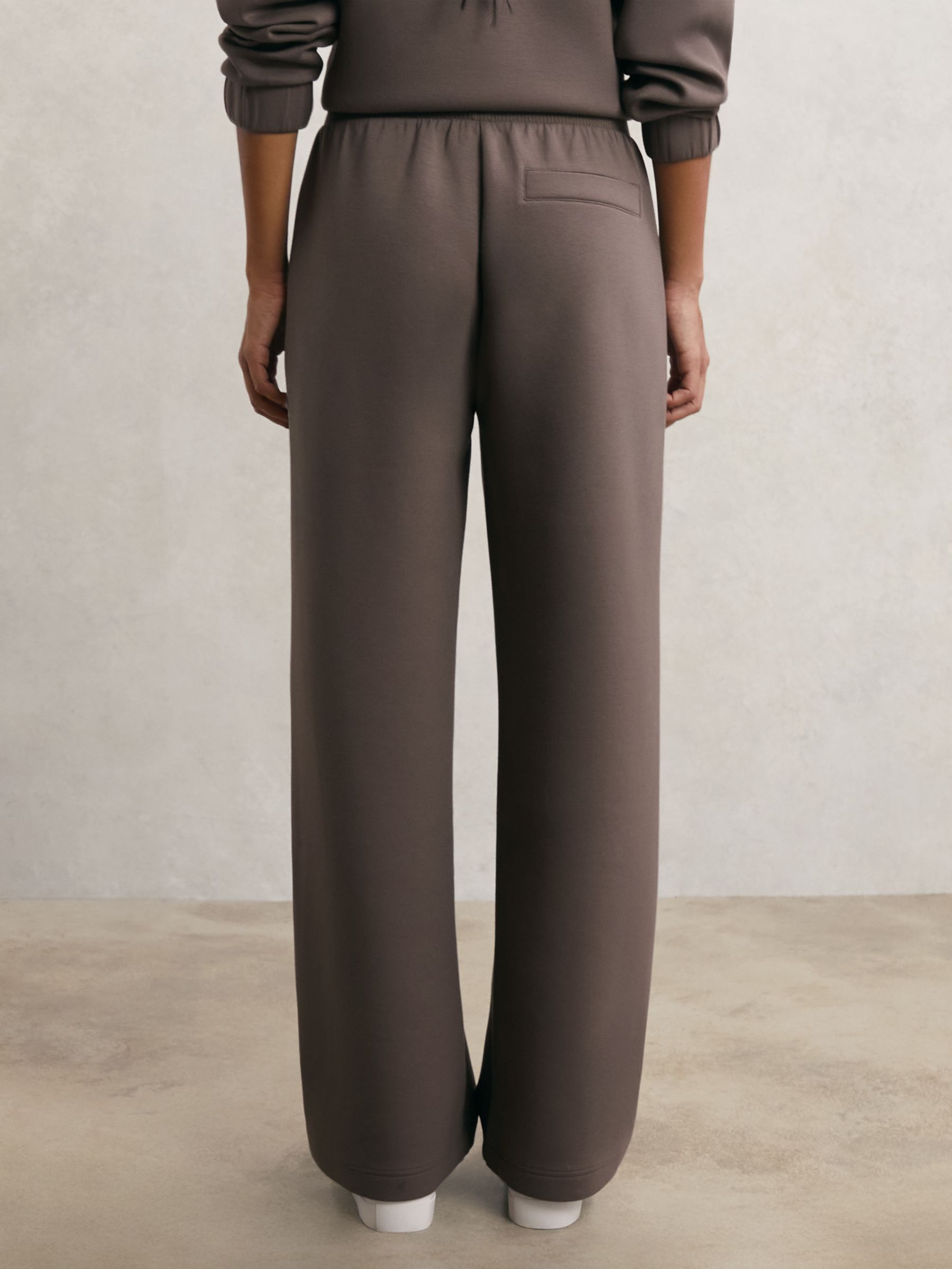 Petite Premium Interlock Wide-Leg Joggers in Taupe Brown - image 3