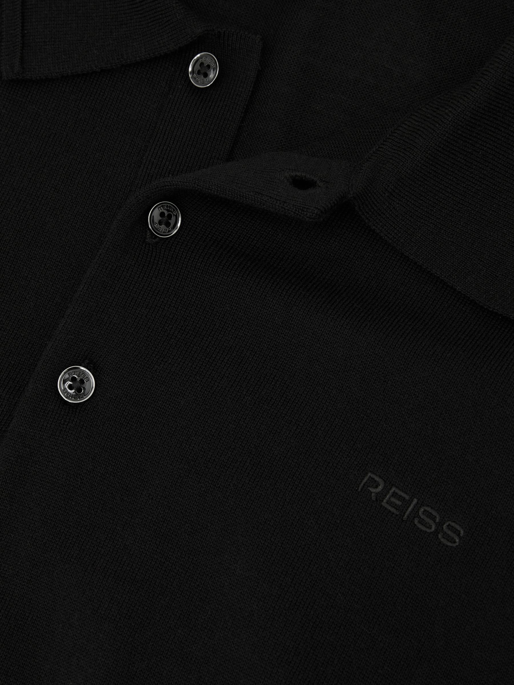 Merino Wool Logo Polo Shirt in Black - Image 6 of 6