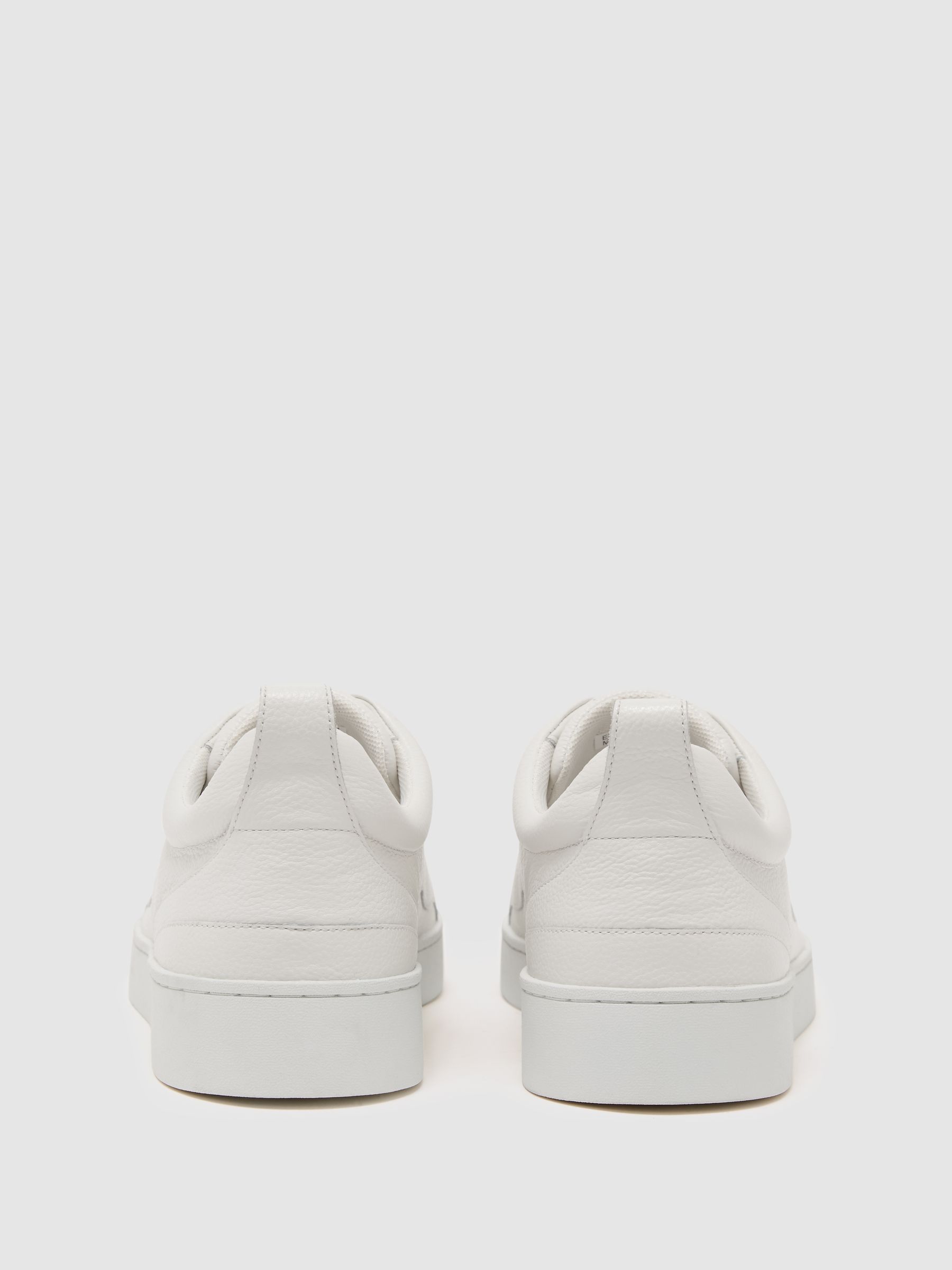 Bonded-Leather Elasticated Trainers in Optic White - Image 4 of 5