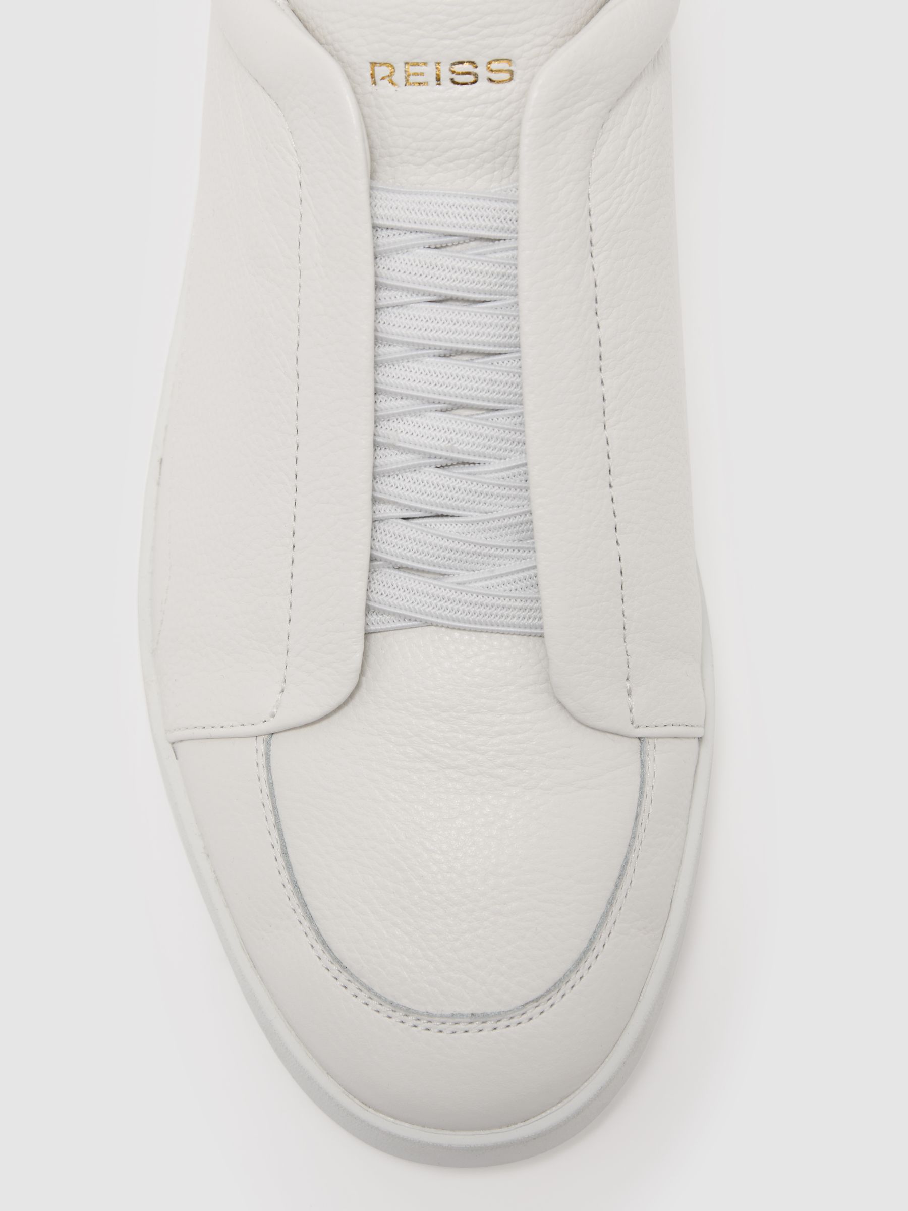 Bonded-Leather Elasticated Trainers in Optic White - Image 5 of 5