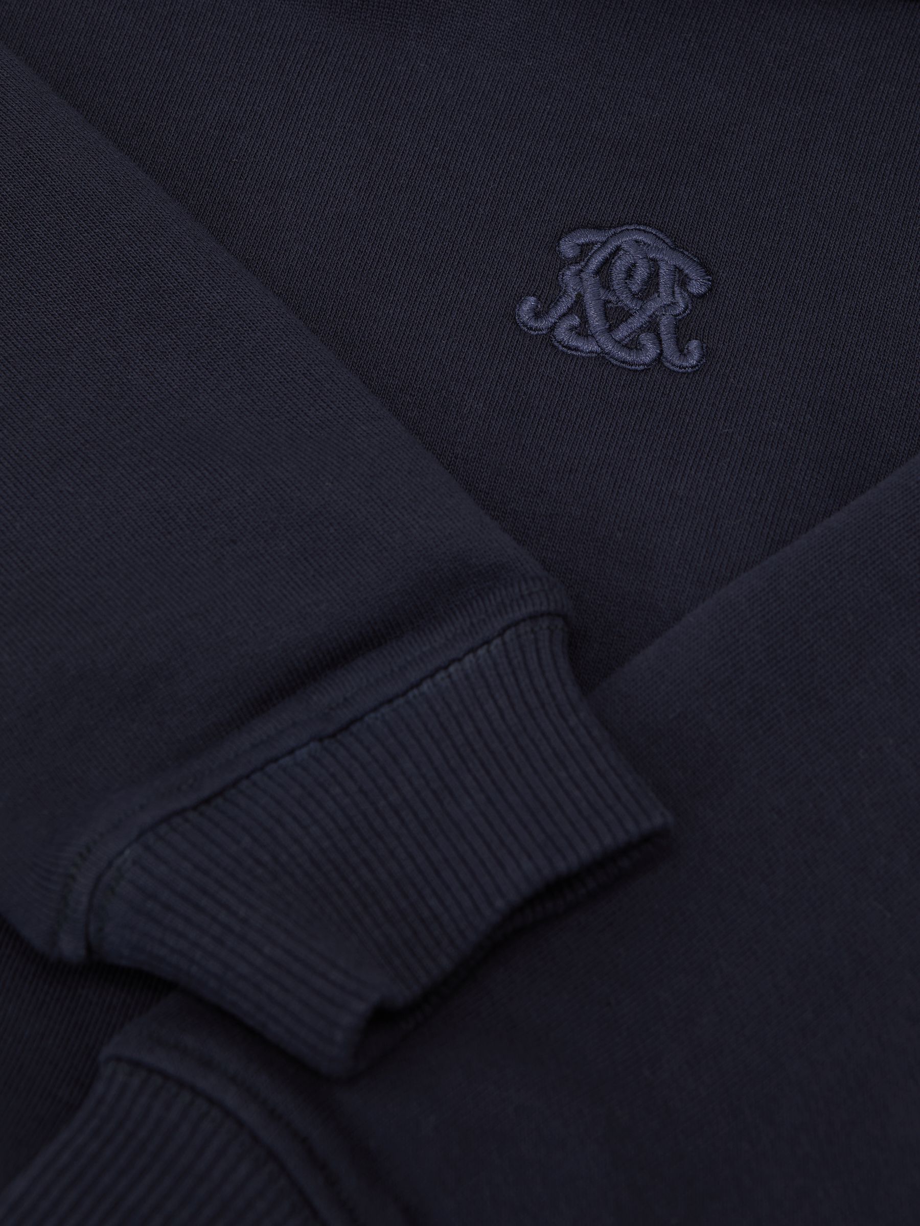 3-9 yrs Monogram Embroidered Relaxed Hoodie in Navy Blue - Image 6 of 6