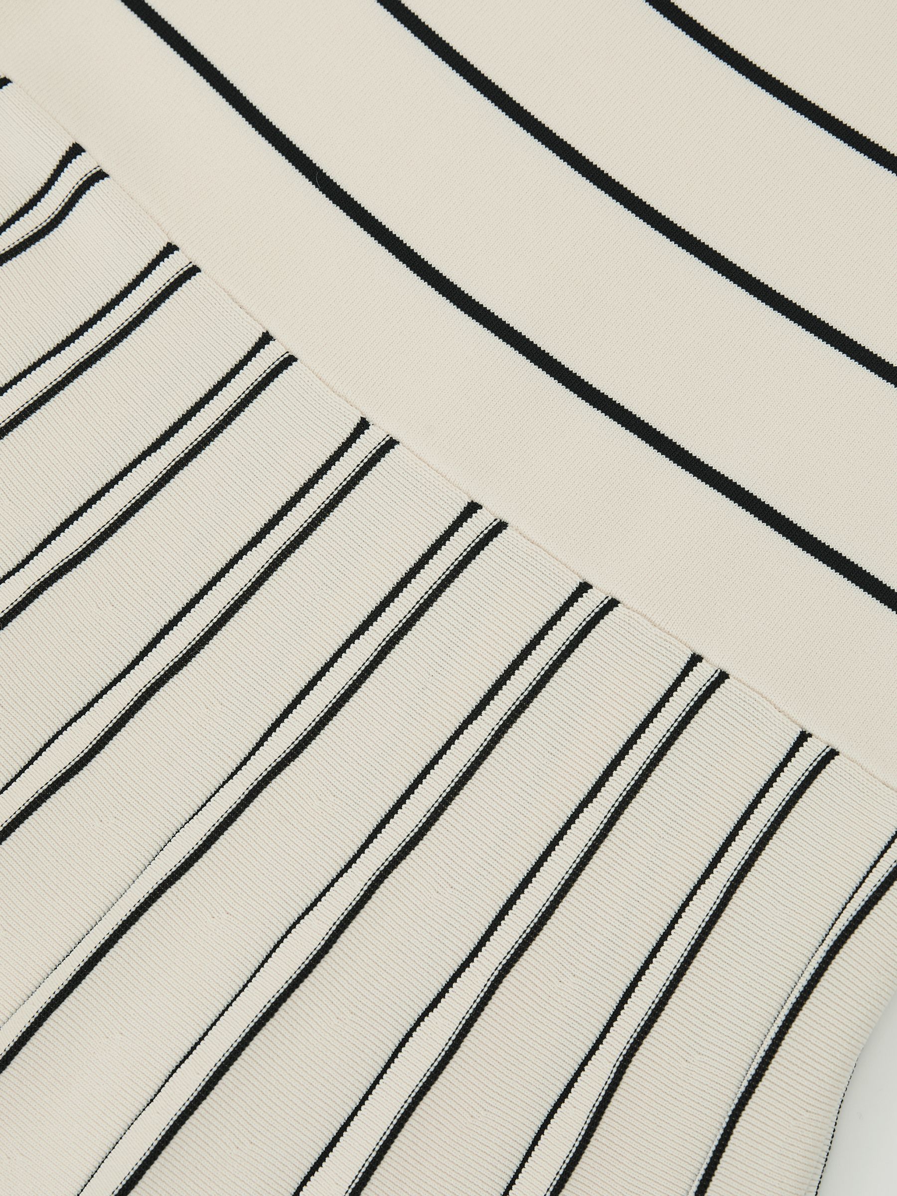 Knitted Stripe Pleated Midi Skirt in Ivory/Black - image 3