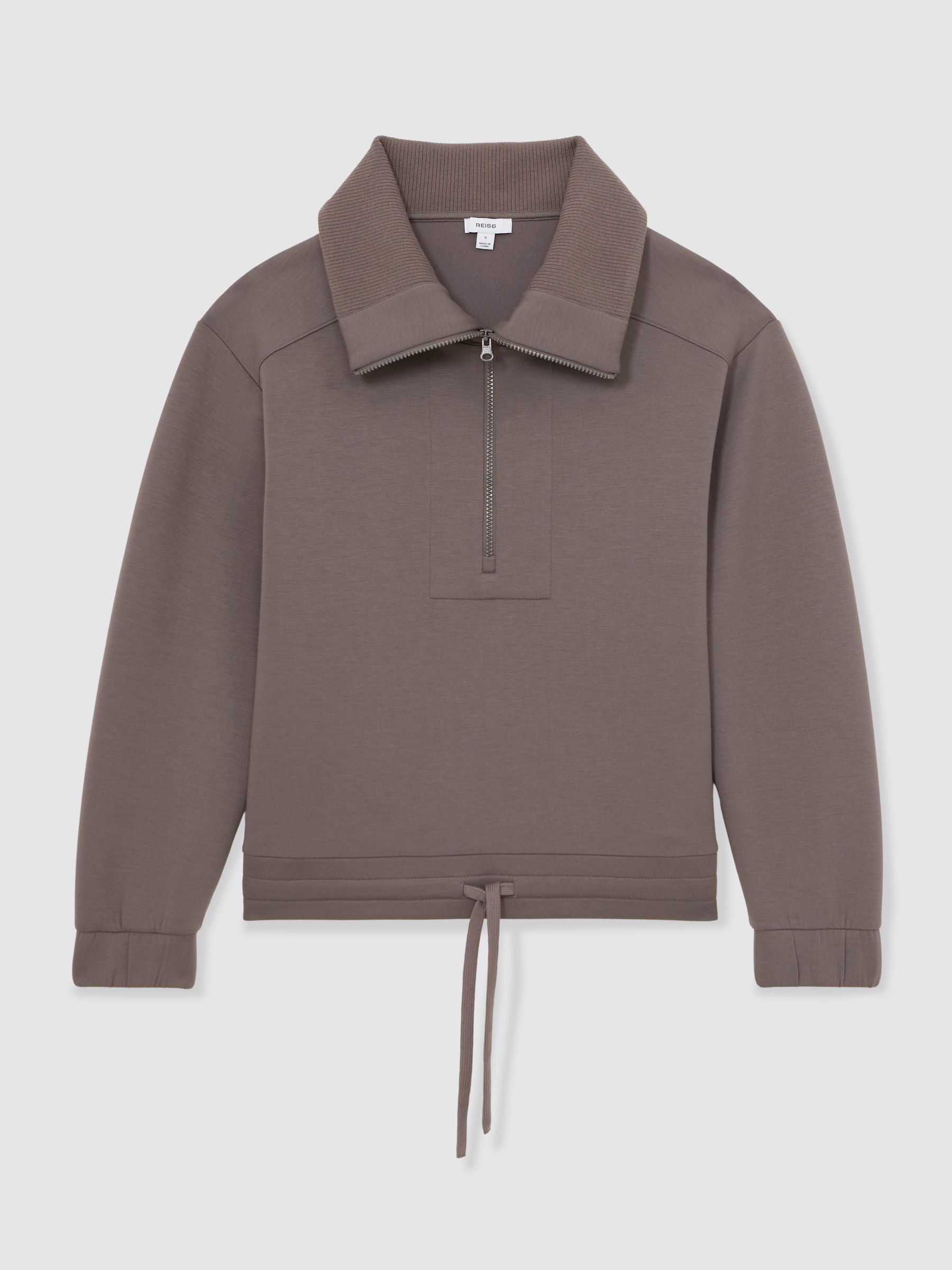 Premium Interlock Half-Zip Sweatshirt in Taupe Brown - image 1