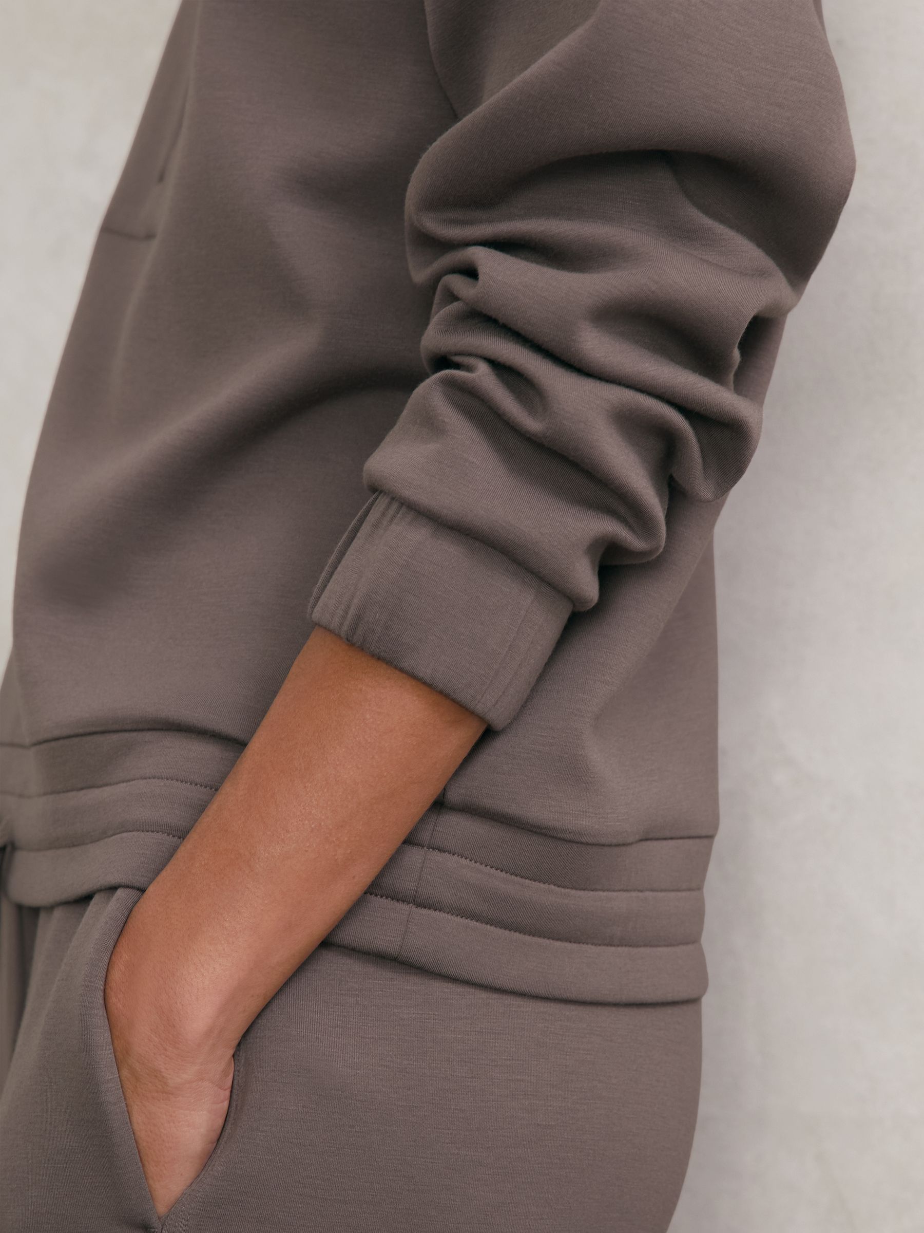 Premium Interlock Half-Zip Sweatshirt in Taupe Brown - image 4