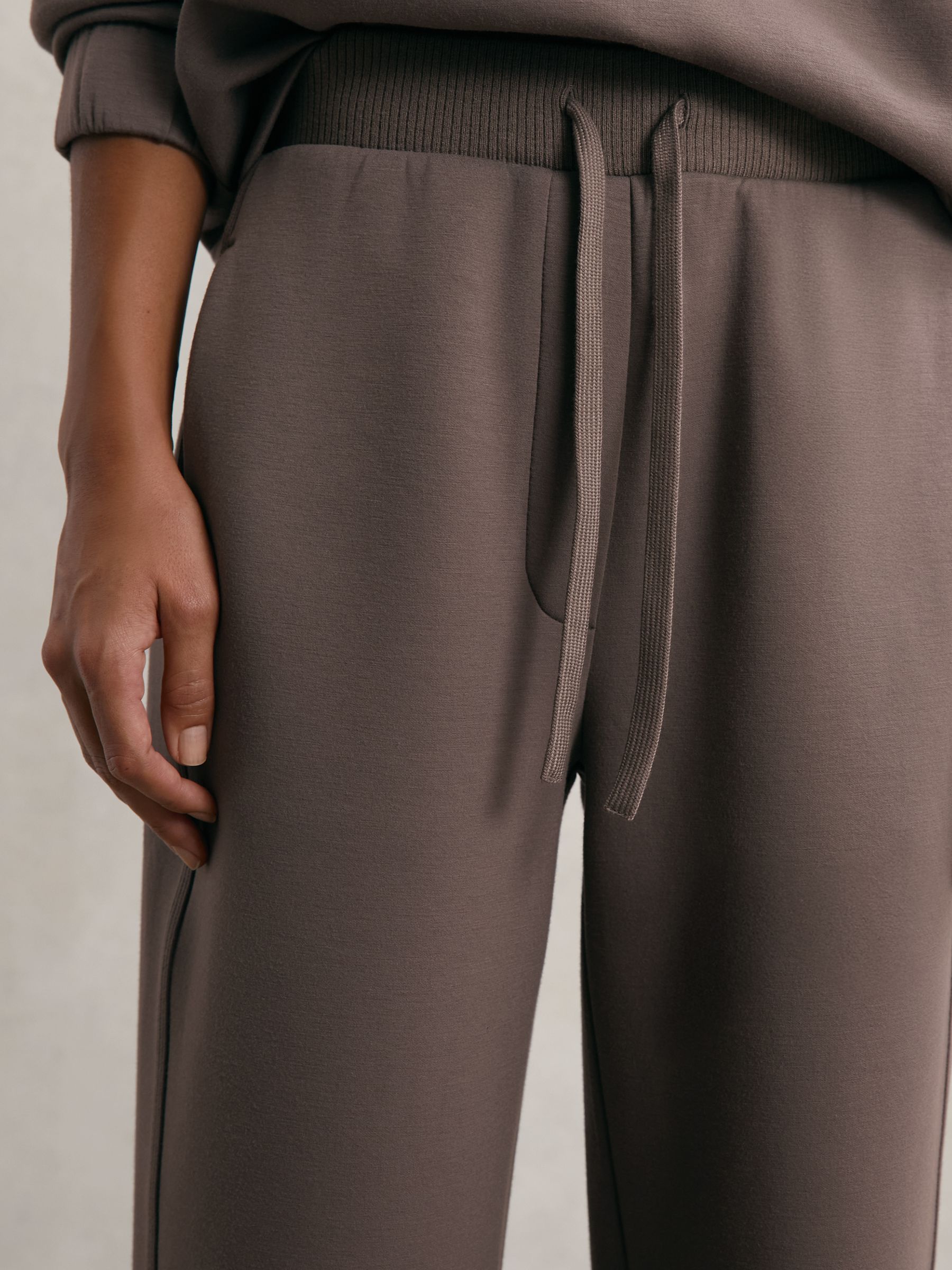Premium Interlock Wide-Leg Joggers in Taupe Brown - image 5