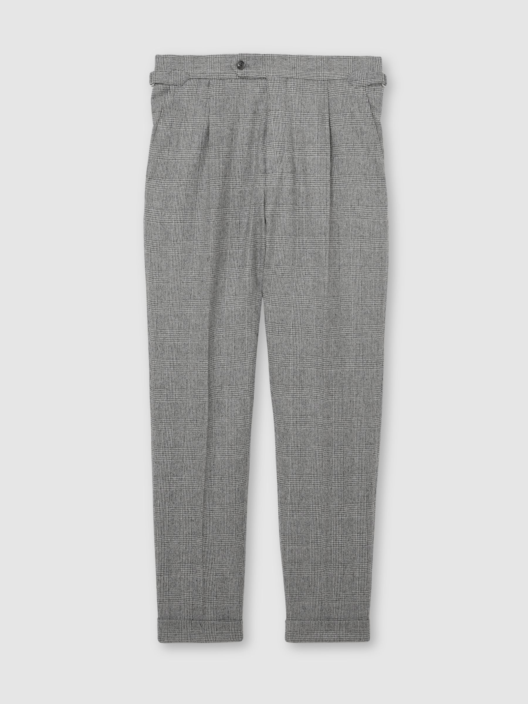 Wool-Blend Check Tapered Trousers in Grey - Image 2 of 6