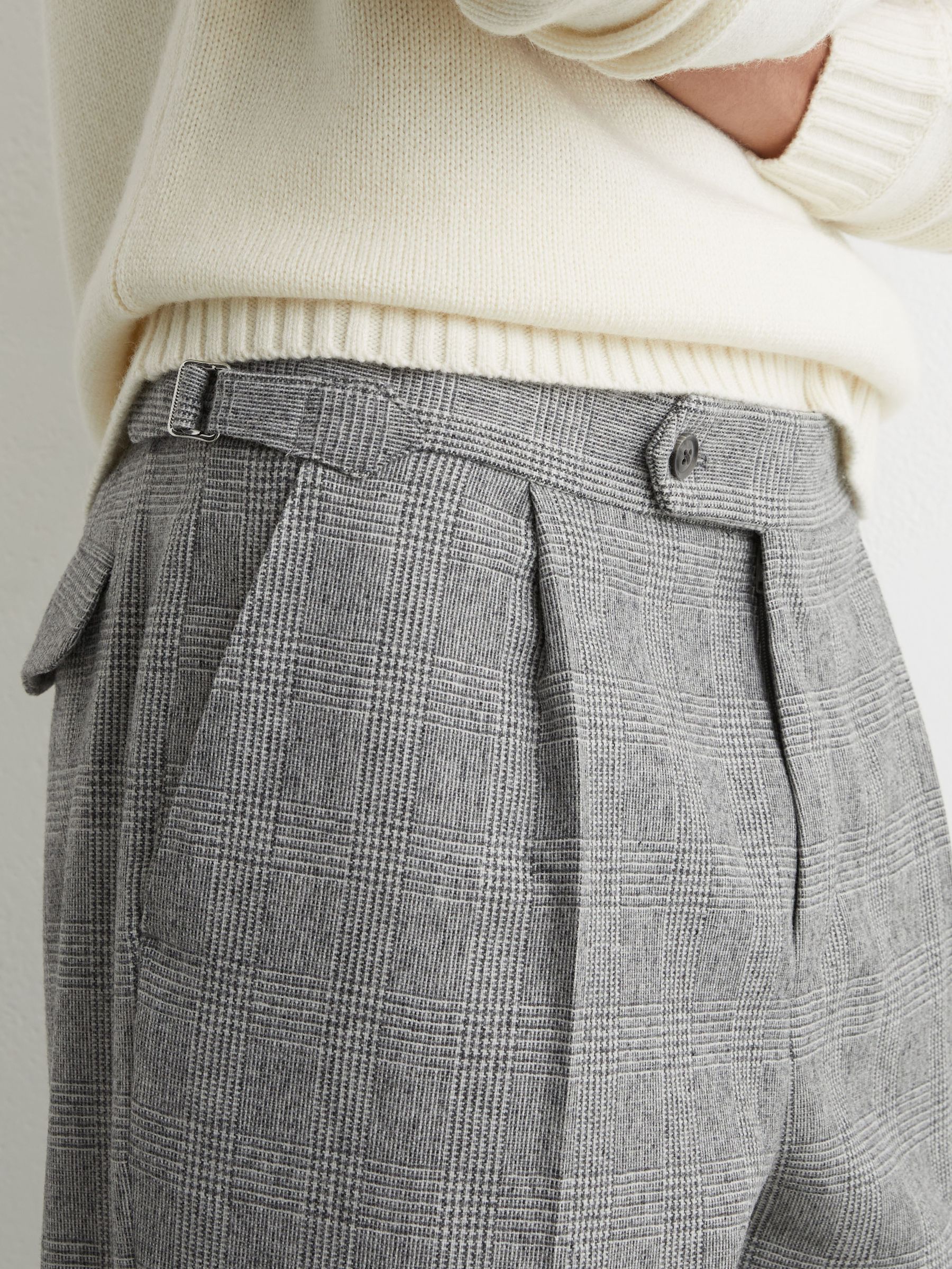 Wool-Blend Check Tapered Trousers in Grey - image 5