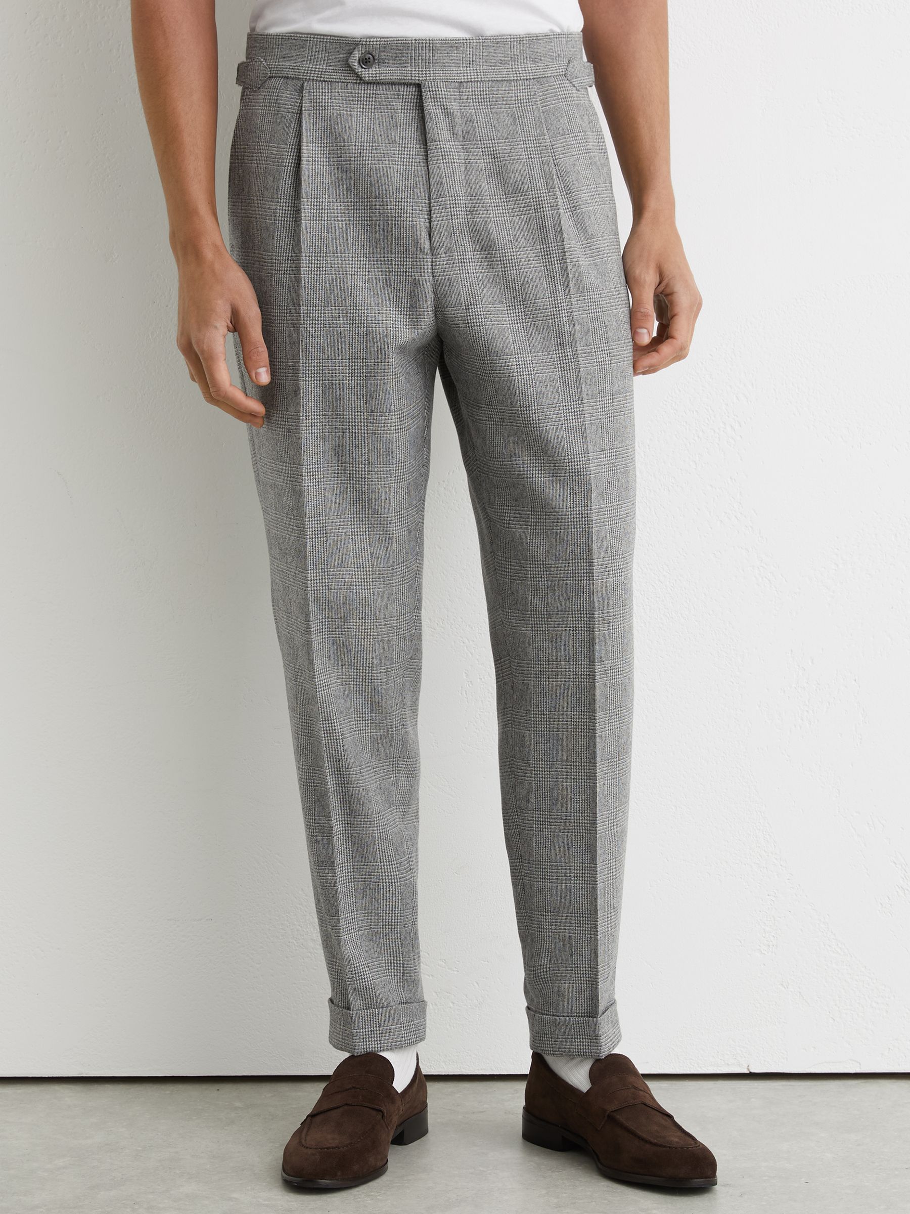 Wool-Blend Check Tapered Trousers in Grey - Image 4 of 6