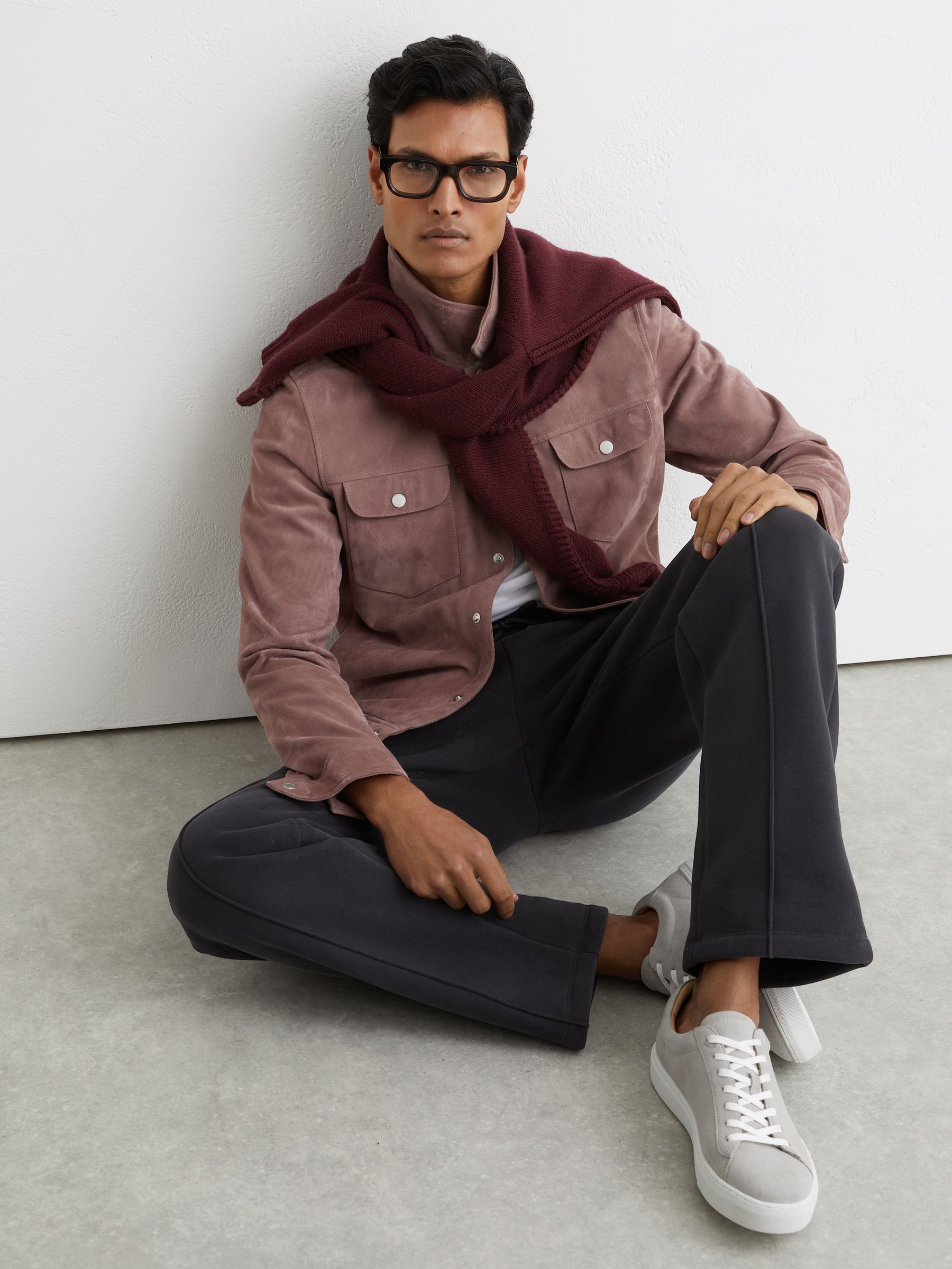 Low-Top Suede Trainers in Soft Grey - image 1