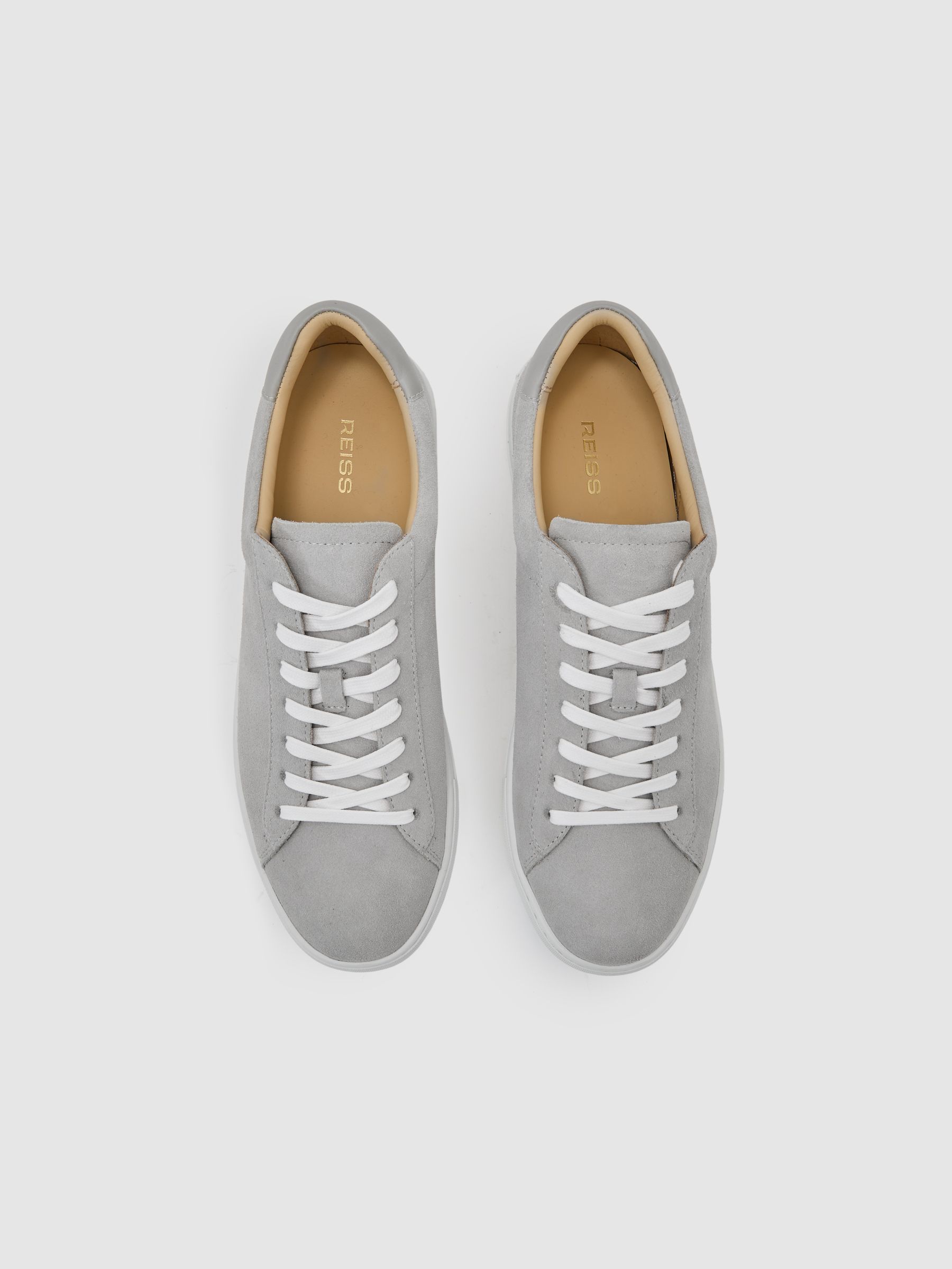 Low-Top Suede Trainers in Soft Grey - image 2