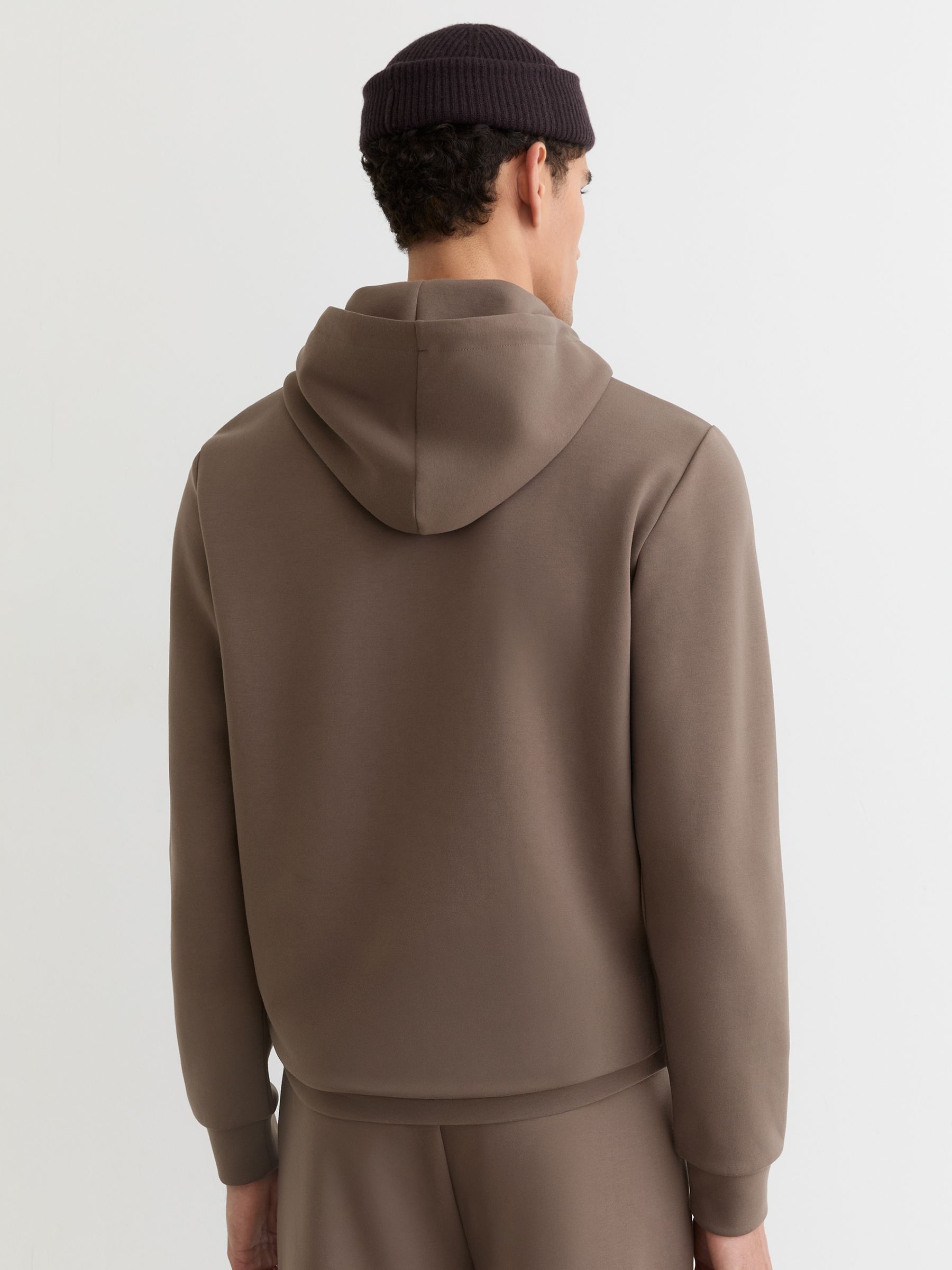 Premium Interlock-Jersey Hoodie in Light Brown - Image 5 of 6