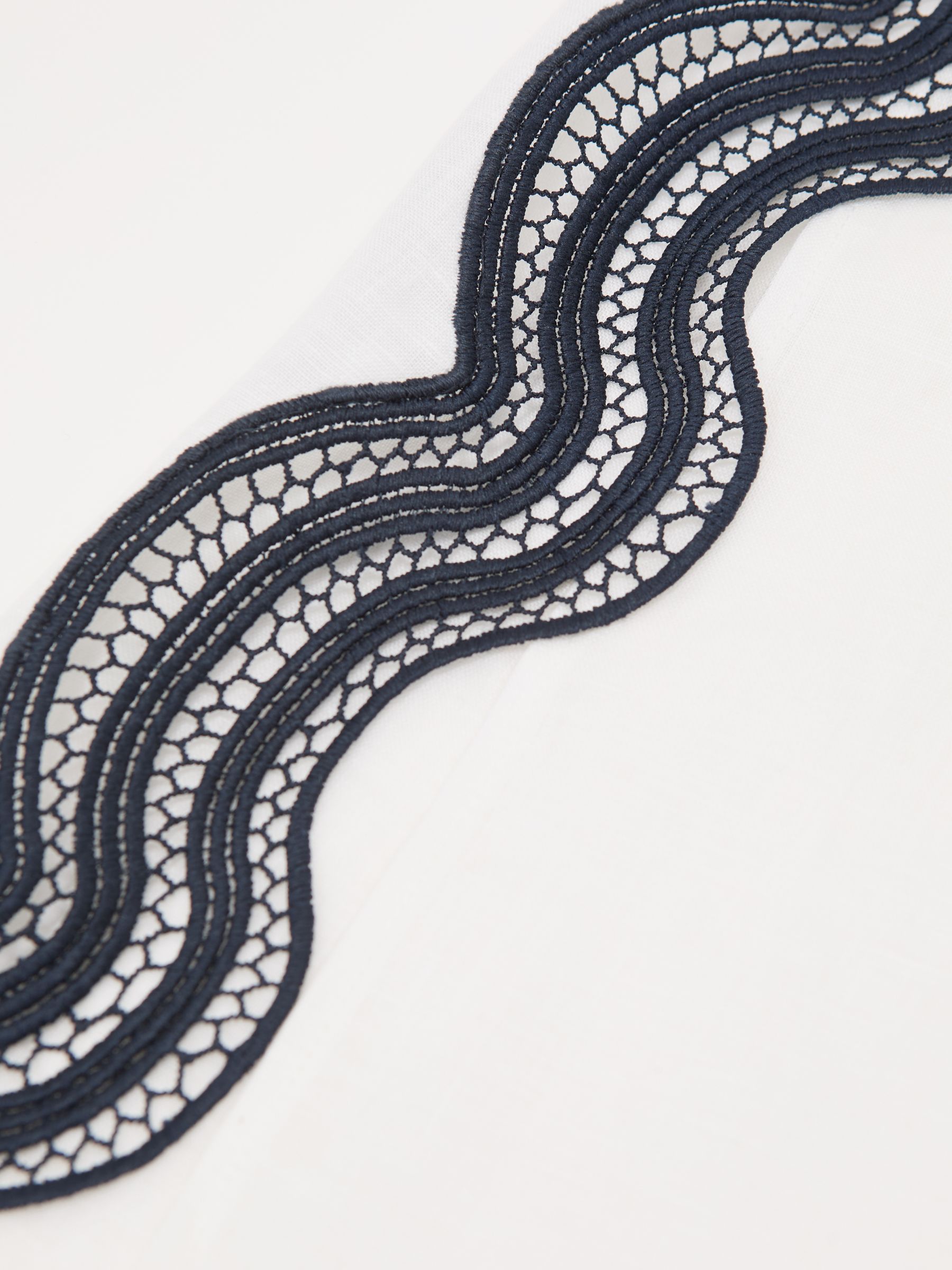 Side Scallop Trousers in Ivory/Navy - Image 6 of 6