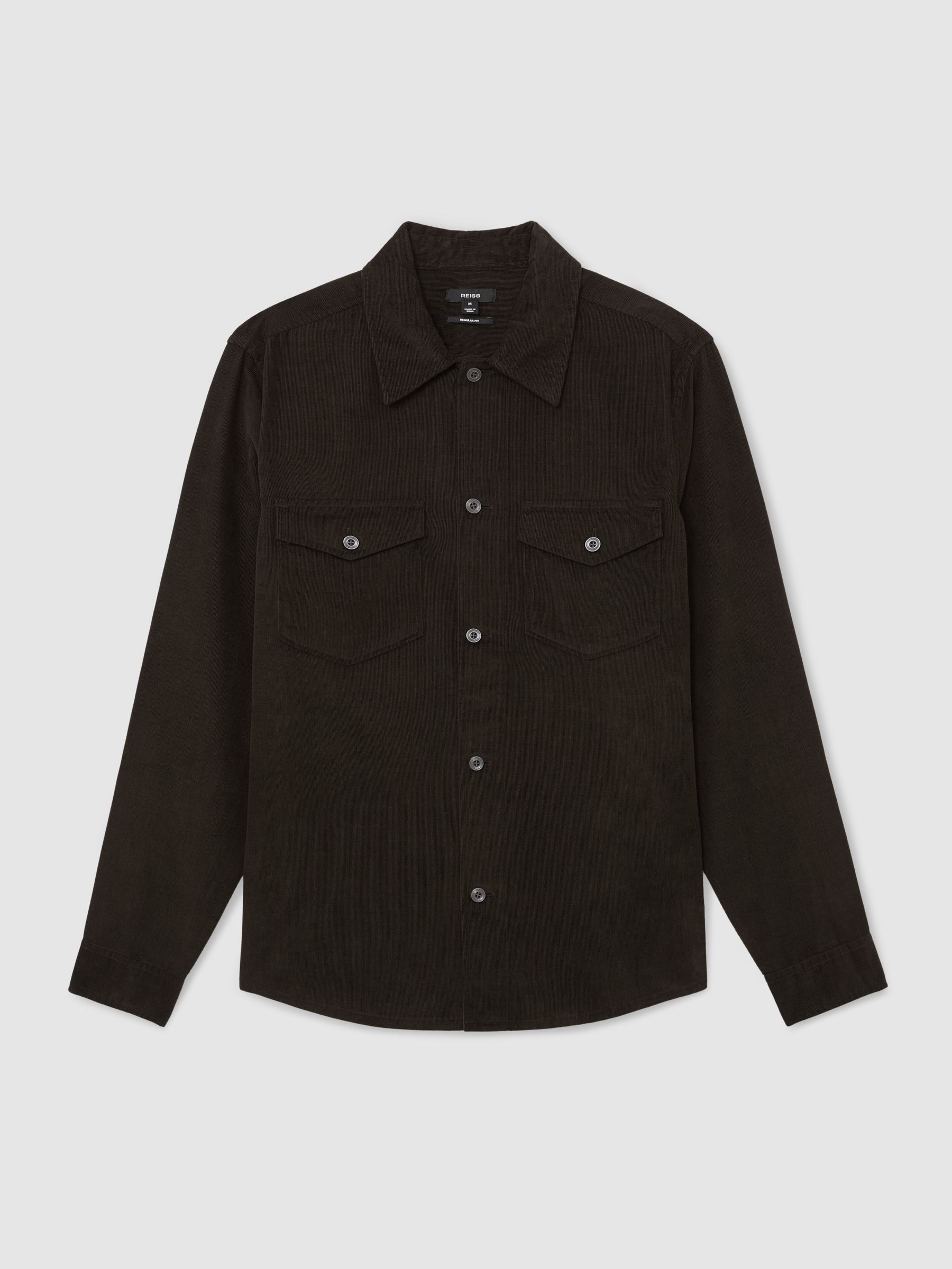 Cotton Corduroy Twin-Pocket Overshirt in Dark Green - Image 2 of 6