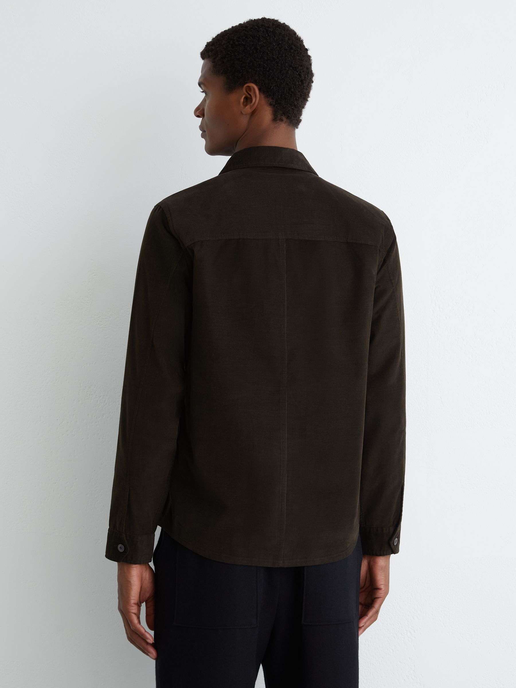Cotton Corduroy Twin-Pocket Overshirt in Dark Green - Image 5 of 6