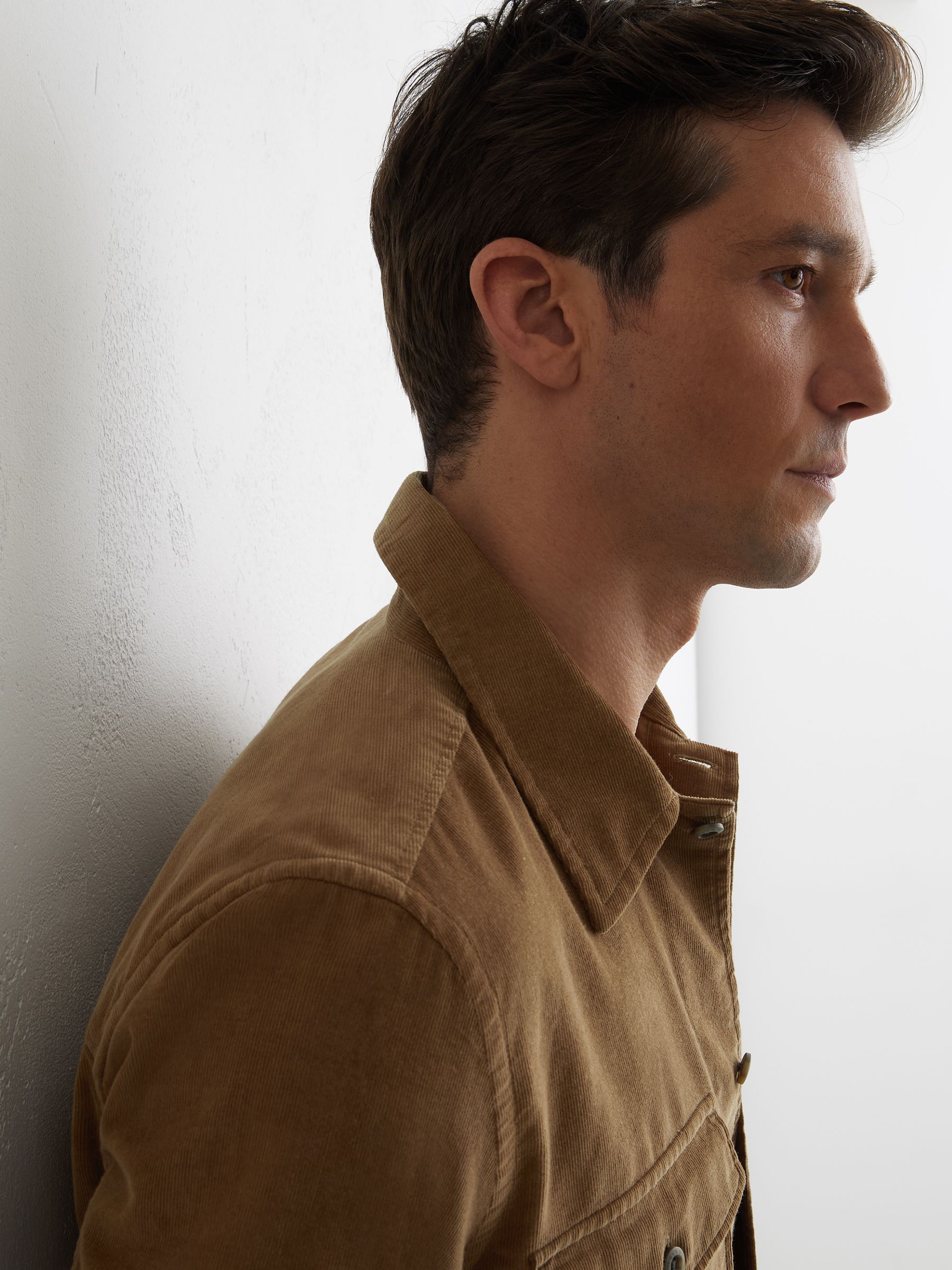 Corduroy Twin-Pocket Overshirt in Stone - Image 3 of 7