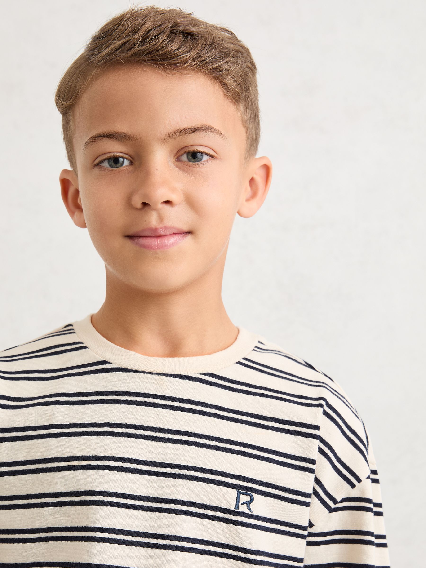 9-13 yrs Cotton Stripe Long-Sleeve T-Shirt in Navy/White - Image 1 of 5