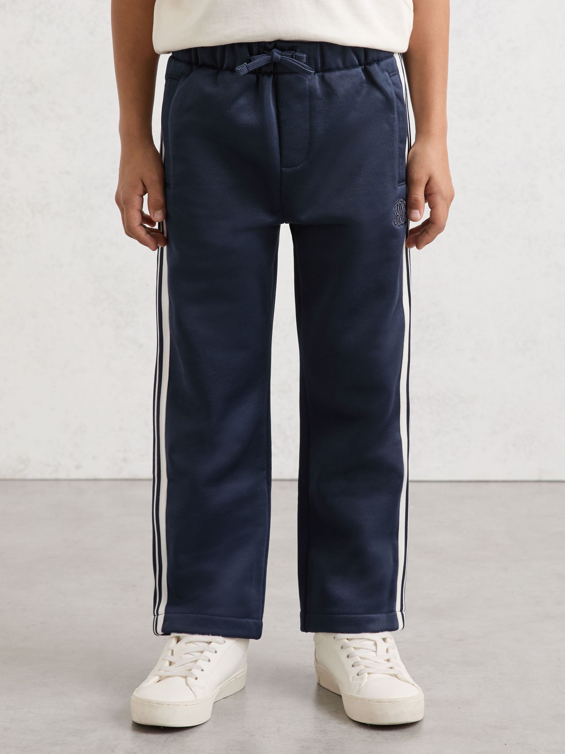 3-9 yrs Monogram Side-Stripe Joggers in Navy Blue - Image 3 of 6
