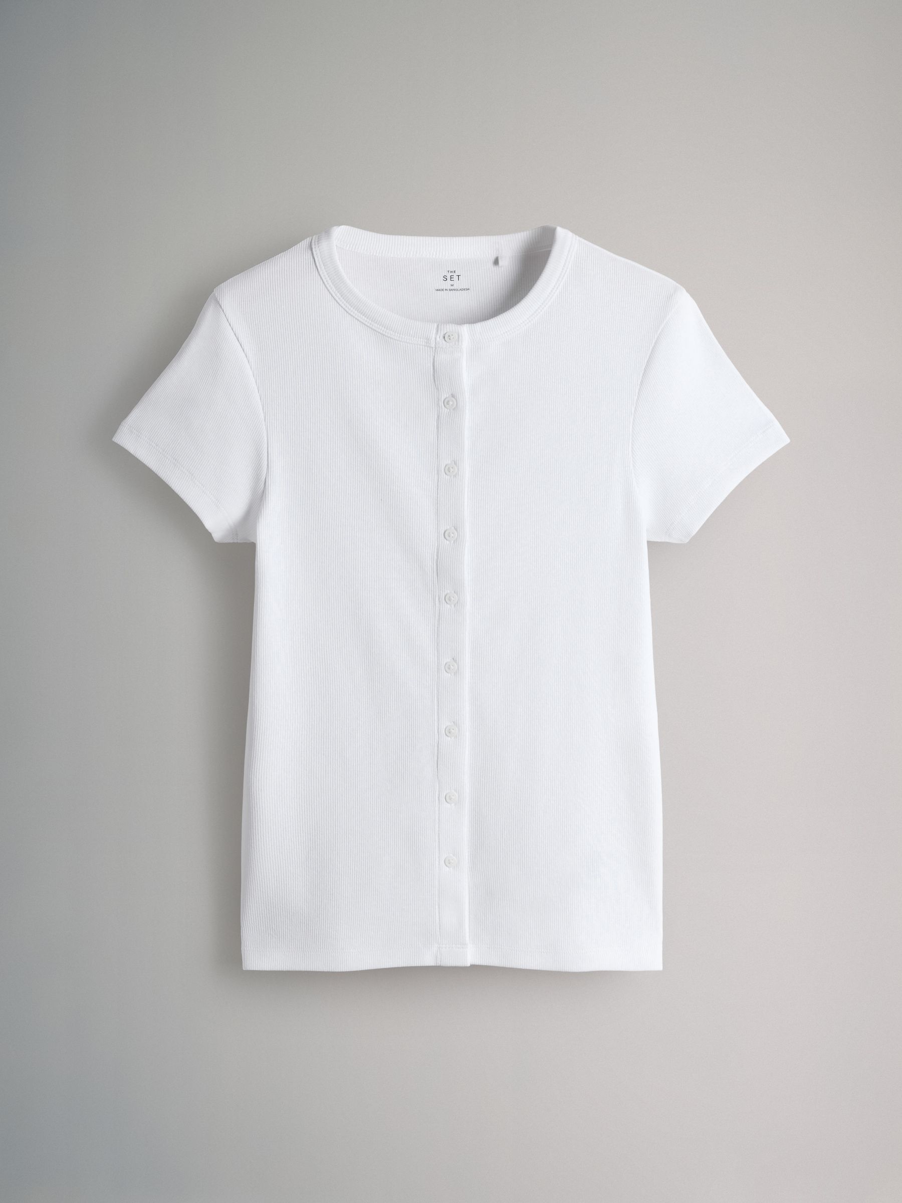 Black/Chocolate Brown/White 3 Pack Short Sleeve Button Through Rib T-Shirts - Image 2 of 6