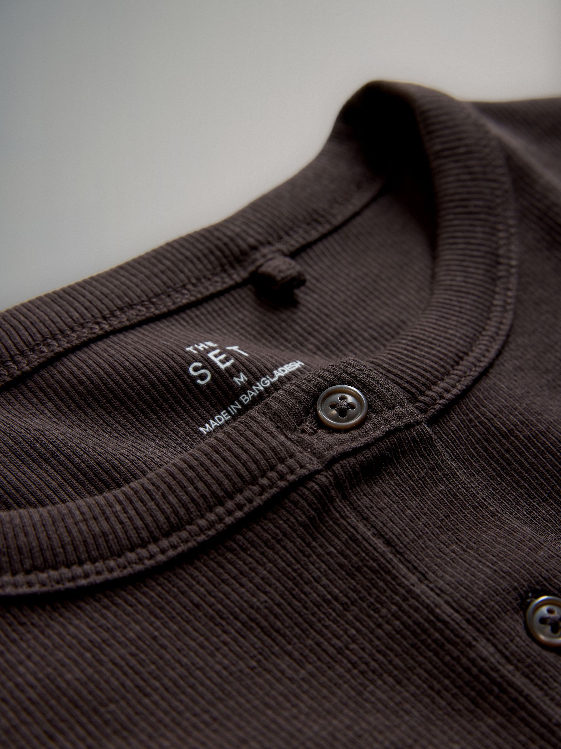 Black/Chocolate Brown/White 3 Pack Short Sleeve Button Through Rib T-Shirts - Image 6 of 6