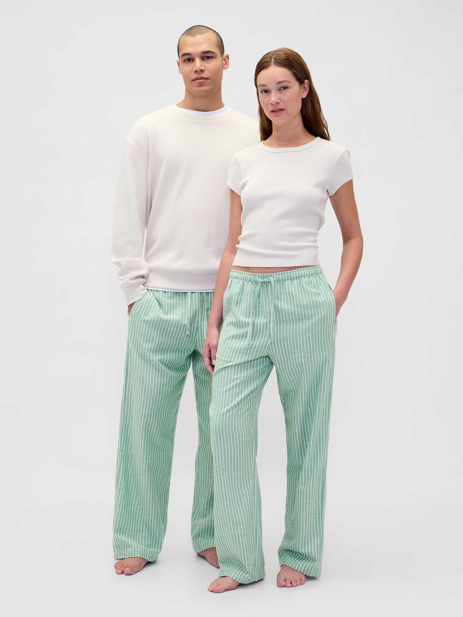 Green Stripe Adult Flannel Pyjama Trousers - Image 1 of 6 Green Stripe Adult Flannel Pyjama Trousers - Image 1 of 6