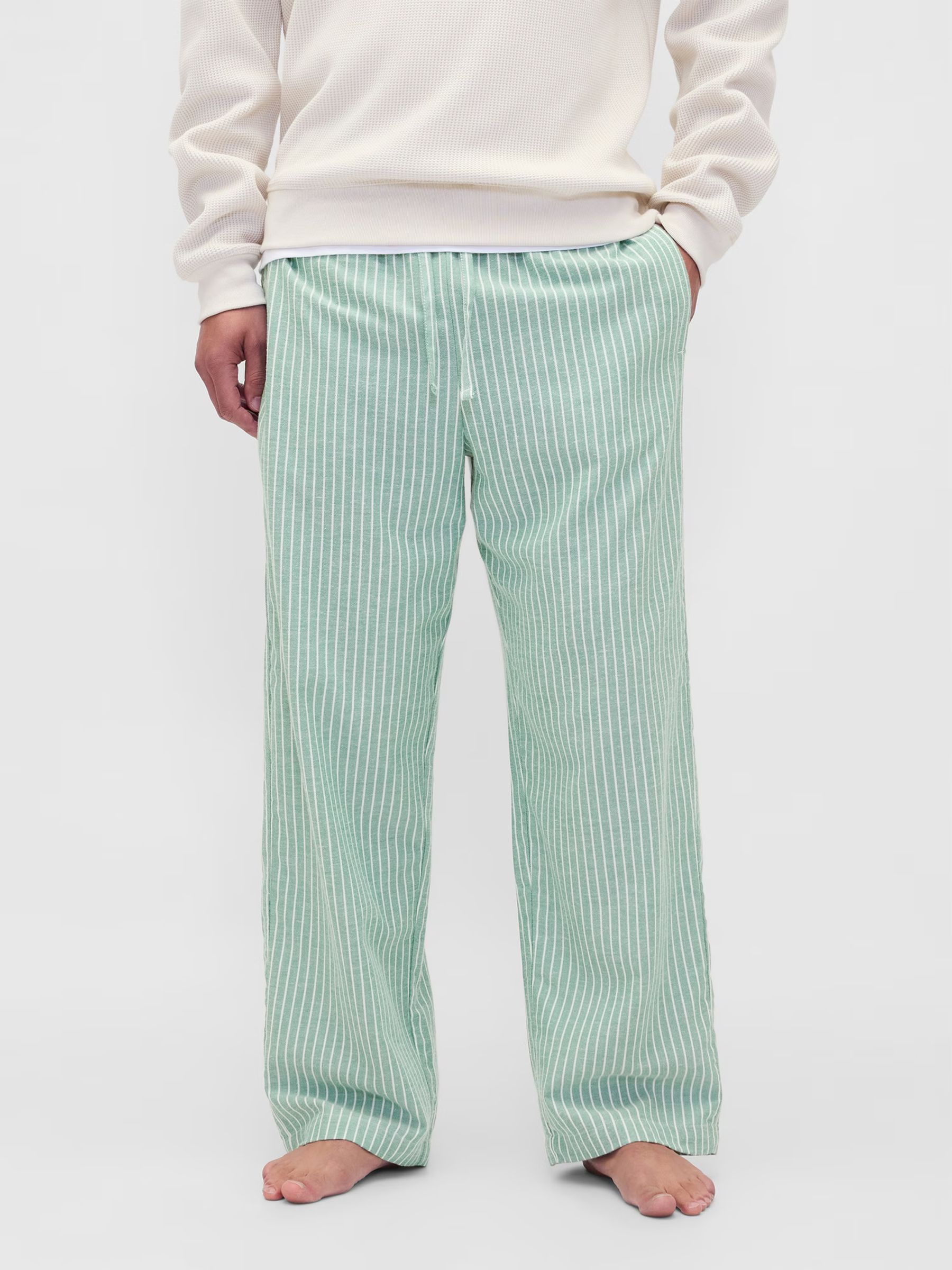 Green Stripe Adult Flannel Pyjama Trousers - Image 2 of 6 Green Stripe Adult Flannel Pyjama Trousers - Image 2 of 6