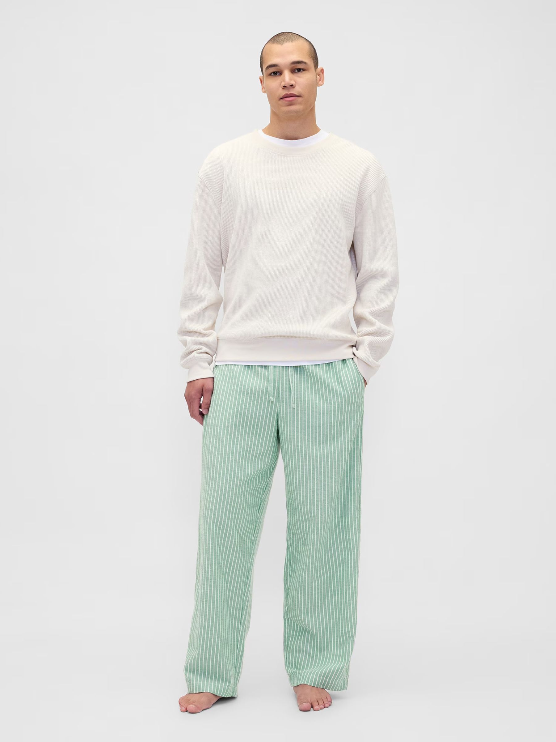 Green Stripe Adult Flannel Pyjama Trousers - Image 4 of 6