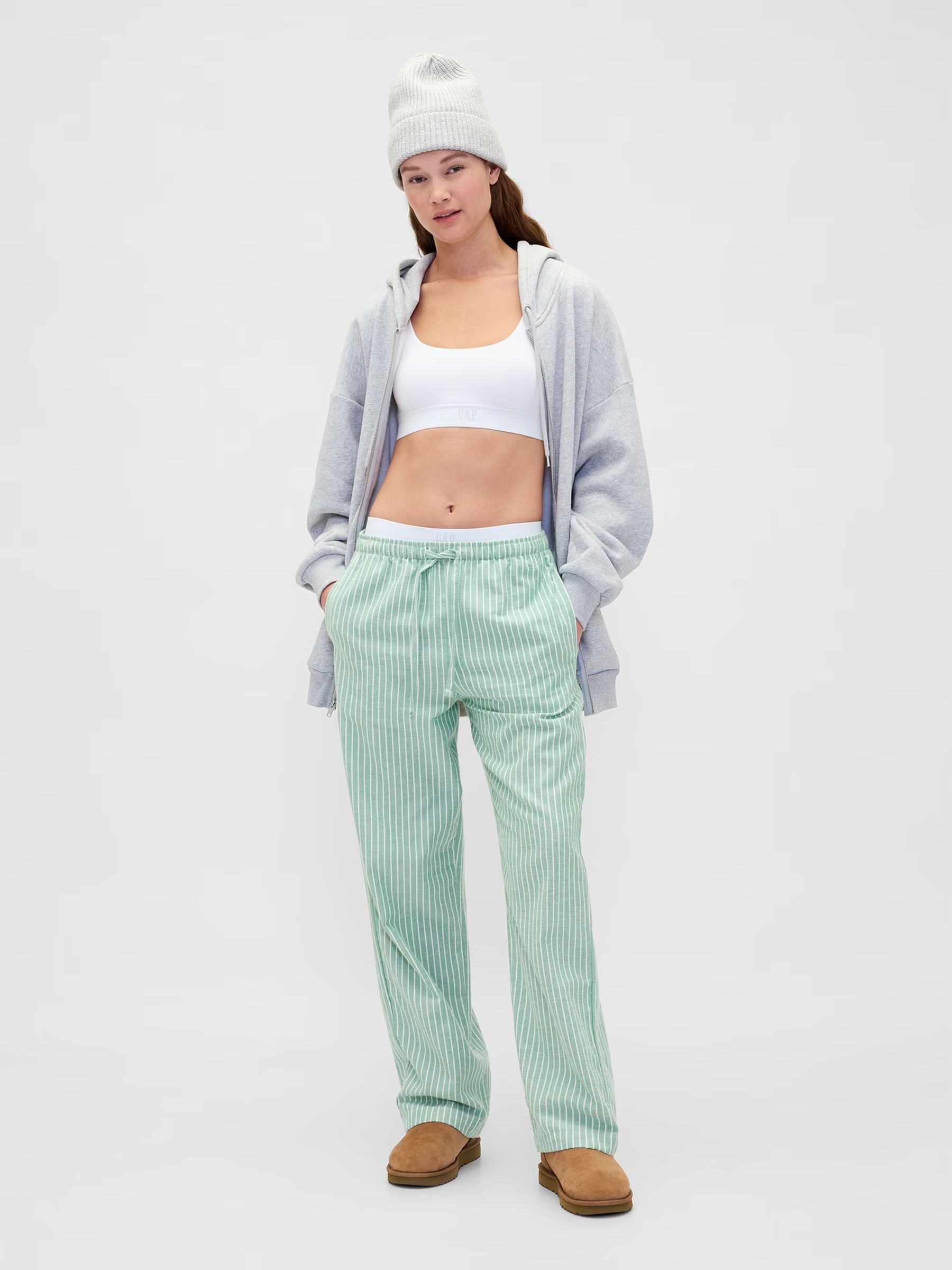Green Stripe Adult Flannel Pyjama Trousers - Image 5 of 6
