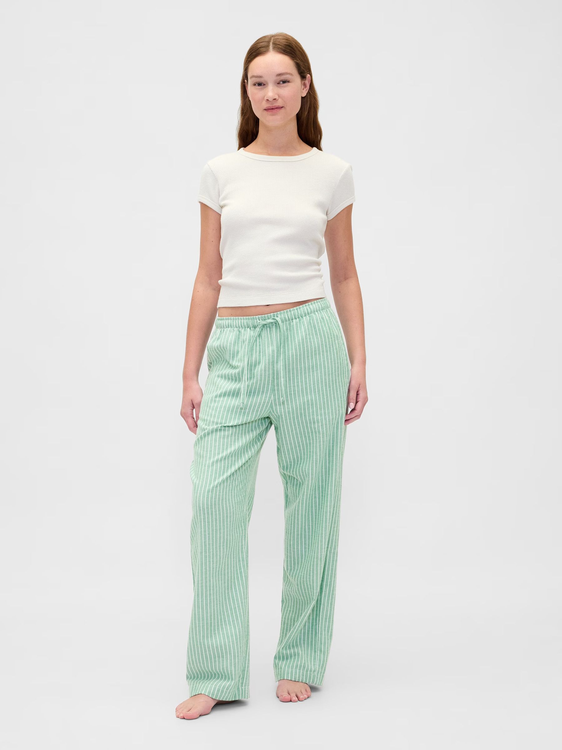 Green Stripe Adult Flannel Pyjama Trousers - Image 6 of 6