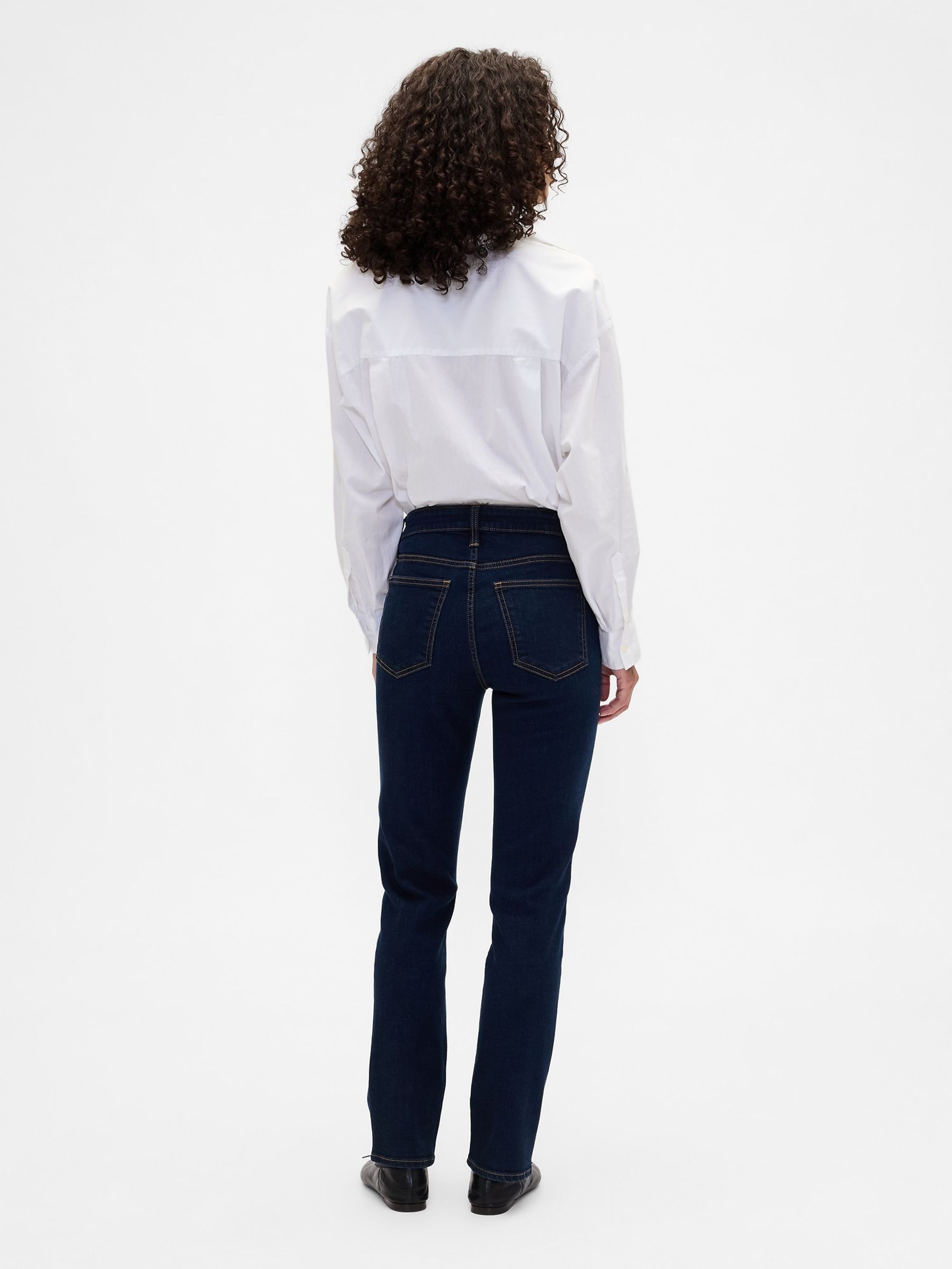 Dark Indigo Blue Mid Waisted Classic Straight Jeans - Image 2 of 6