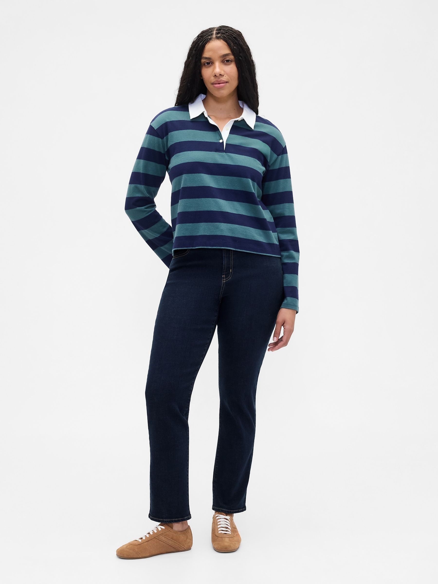 Dark Indigo Blue Mid Waisted Classic Straight Jeans - Image 5 of 6