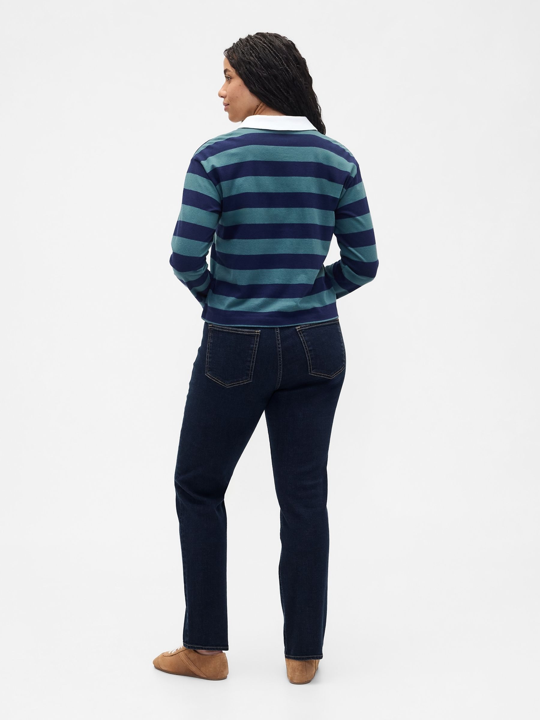 Dark Indigo Blue Mid Waisted Classic Straight Jeans - Image 6 of 6