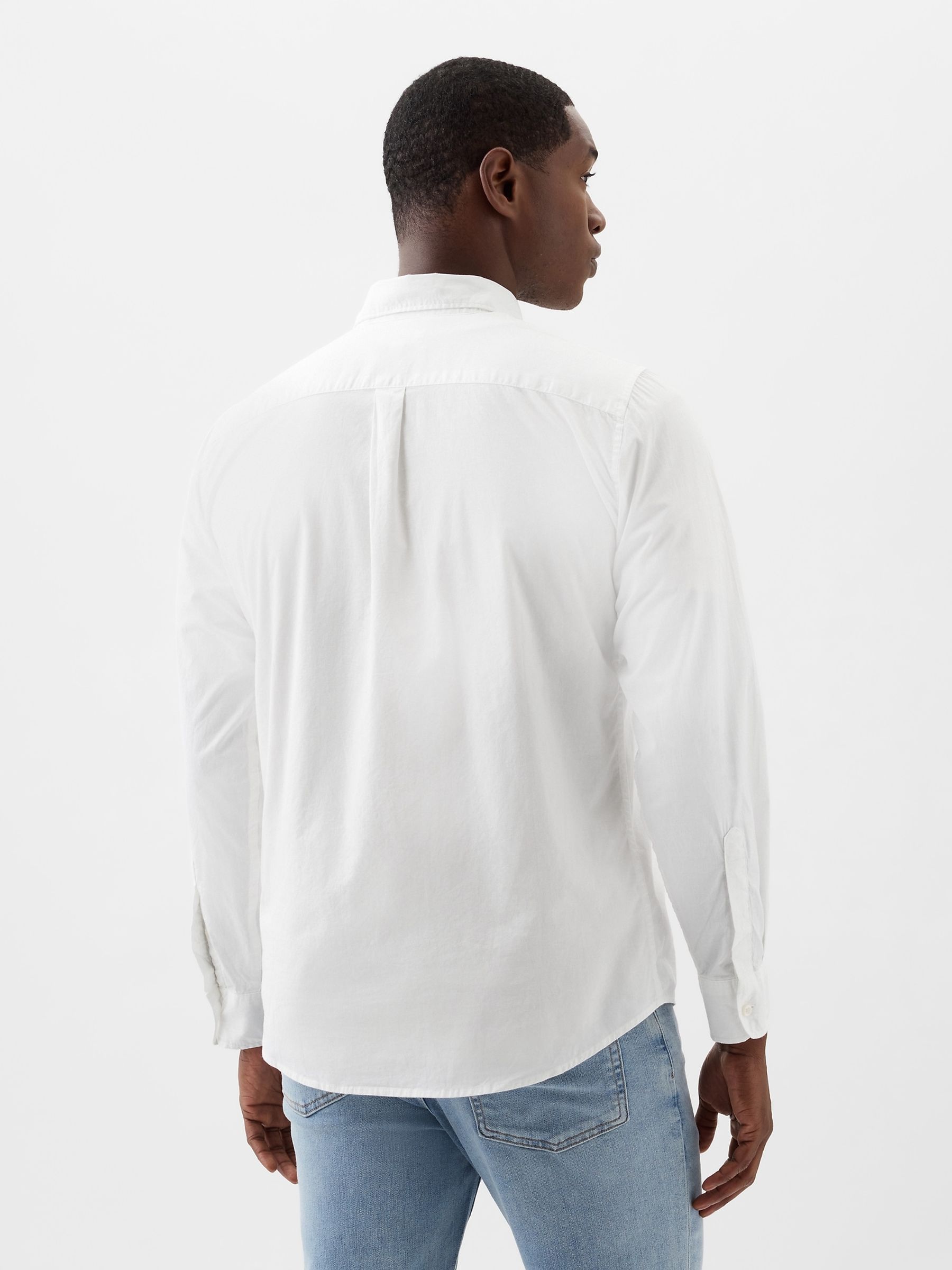 White Stretch Poplin Shirt in Standard Fit - Image 2 of 4