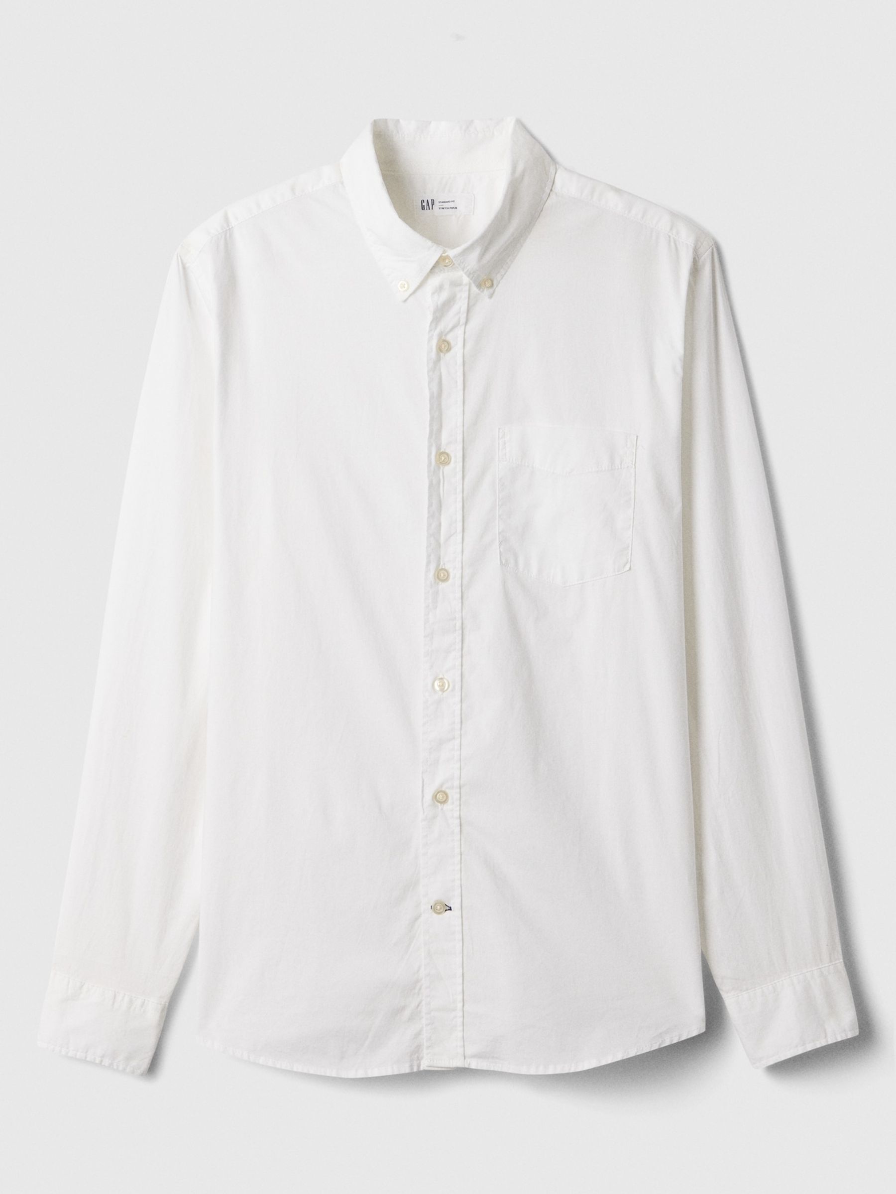 White Stretch Poplin Shirt in Standard Fit - Image 4 of 4