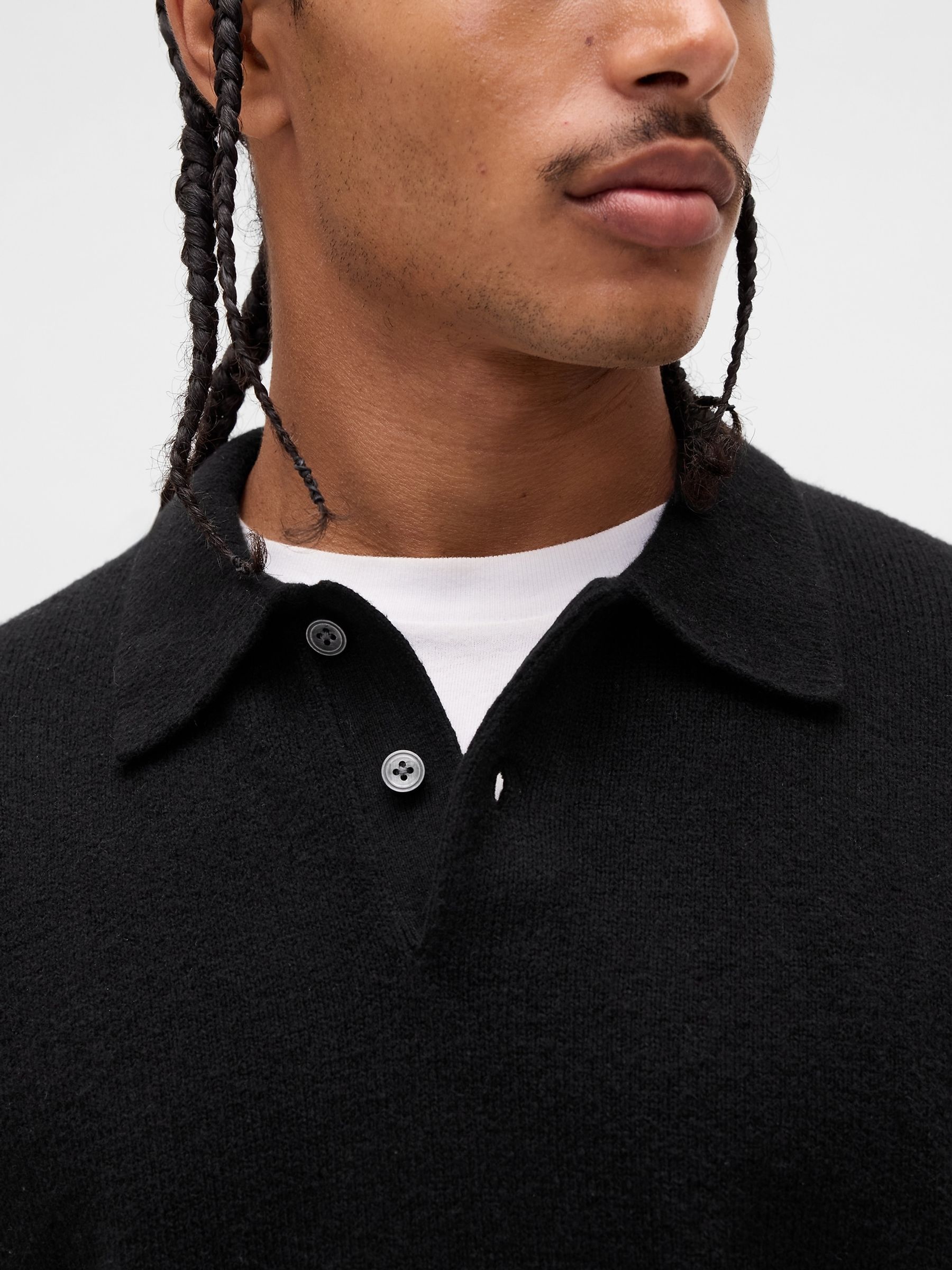 Black CashSoft Relaxed Polo Sweatshirt - Image 4 of 4 Black CashSoft Relaxed Polo Sweatshirt - Image 4 of 4