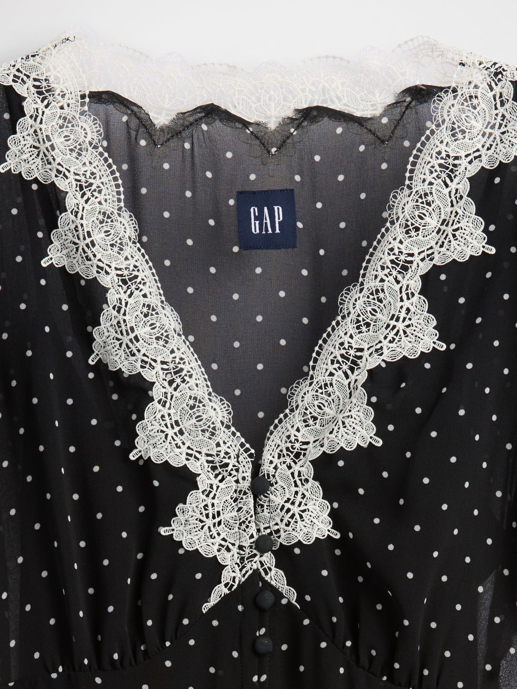 Black Lace-Trim V Neck Maxi Dress - Image 4 of 4