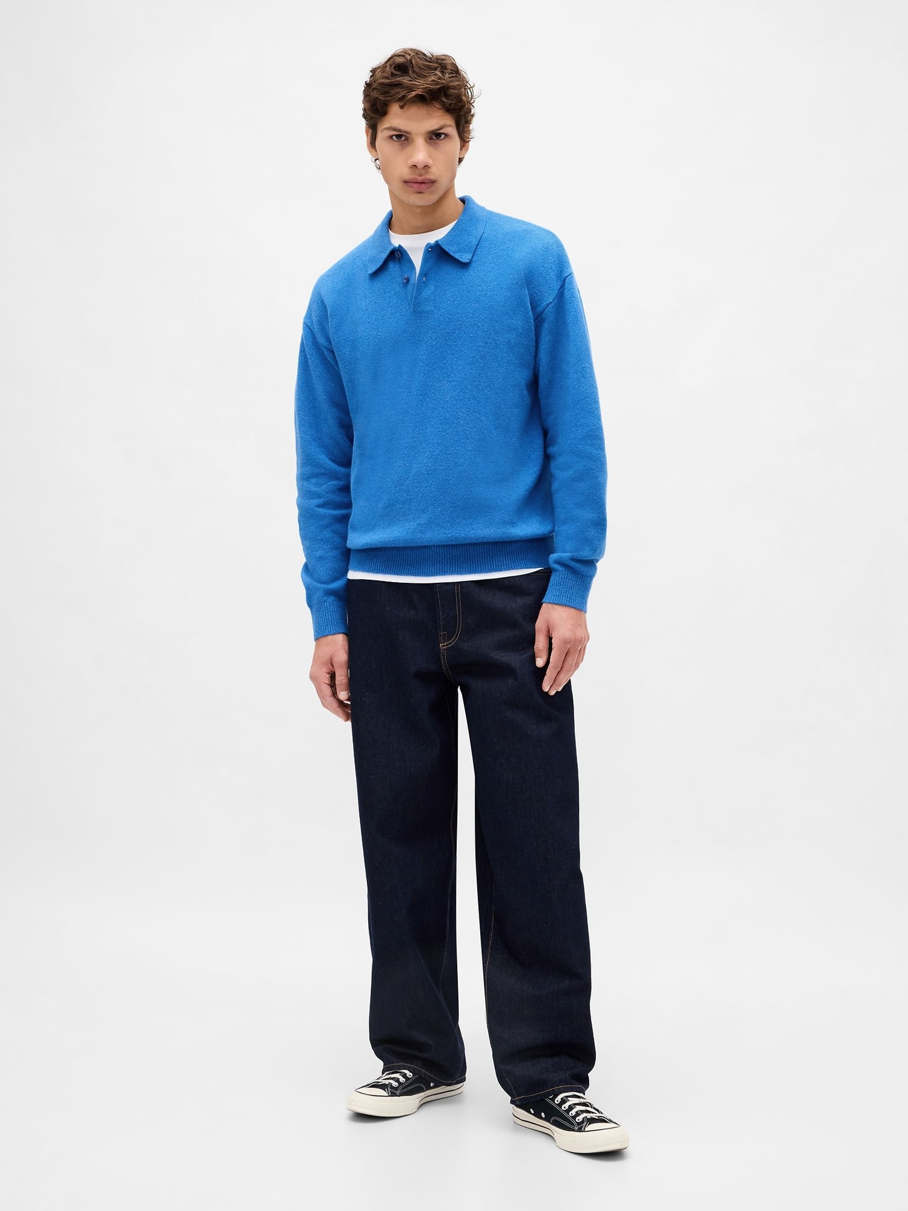 Blue CashSoft Relaxed Polo Sweatshirt - Image 3 of 4